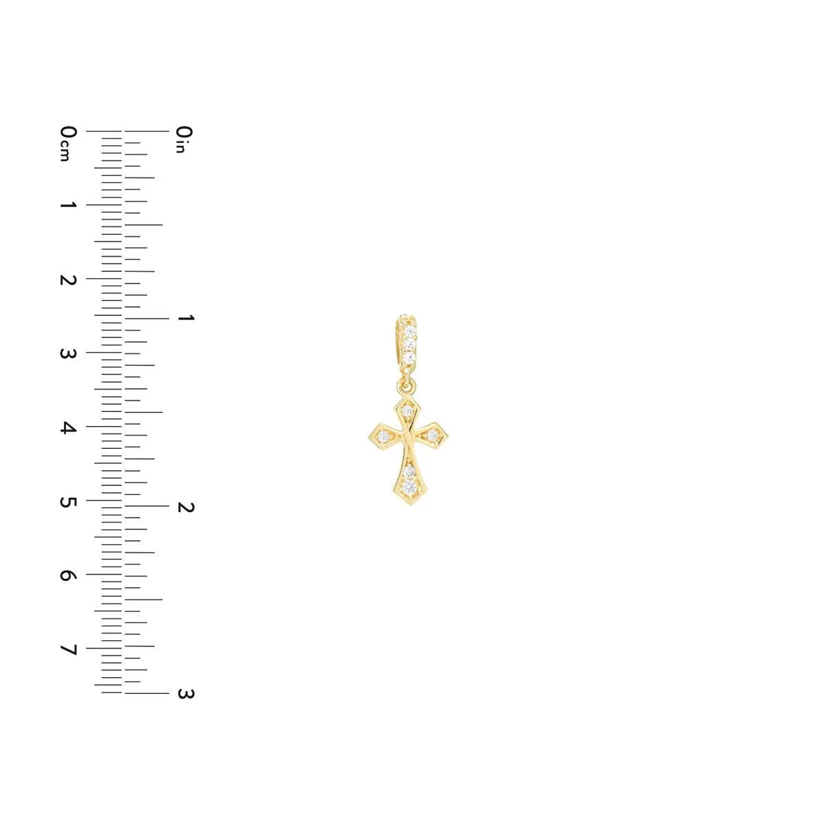 14K Yellow Gold Pointed Edge Mini CZ Cross Pendant