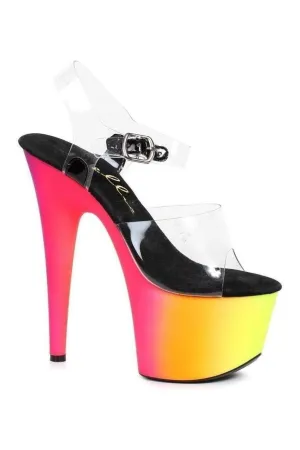 709-RAINBOW Platform Sandal  | Clear Vinyl