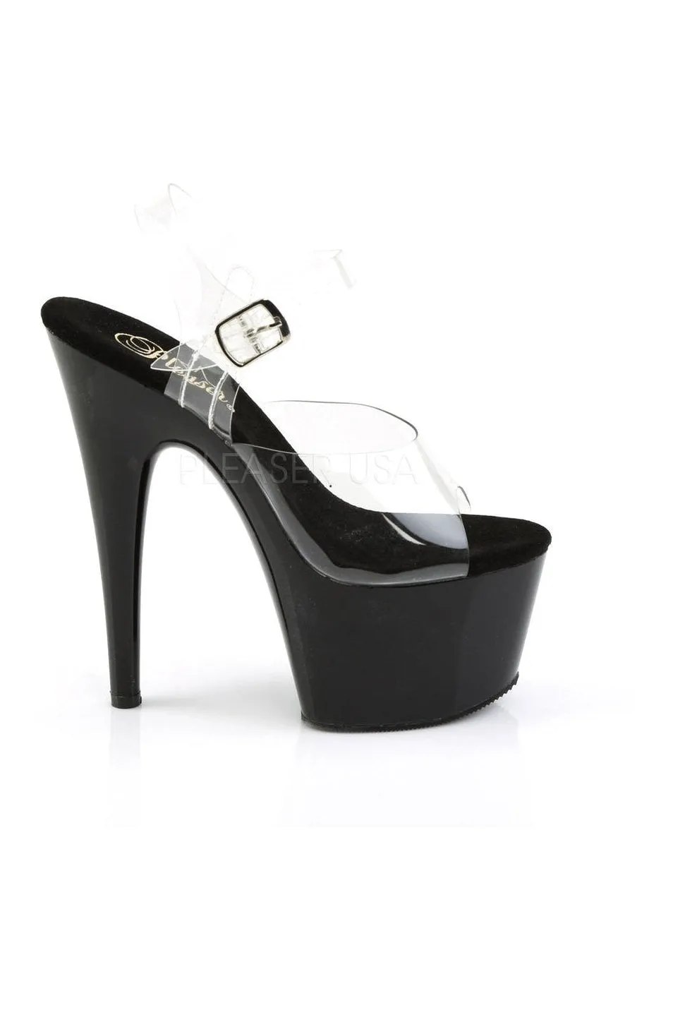 ADORE-708 Platform Sandal  | Black Vinyl