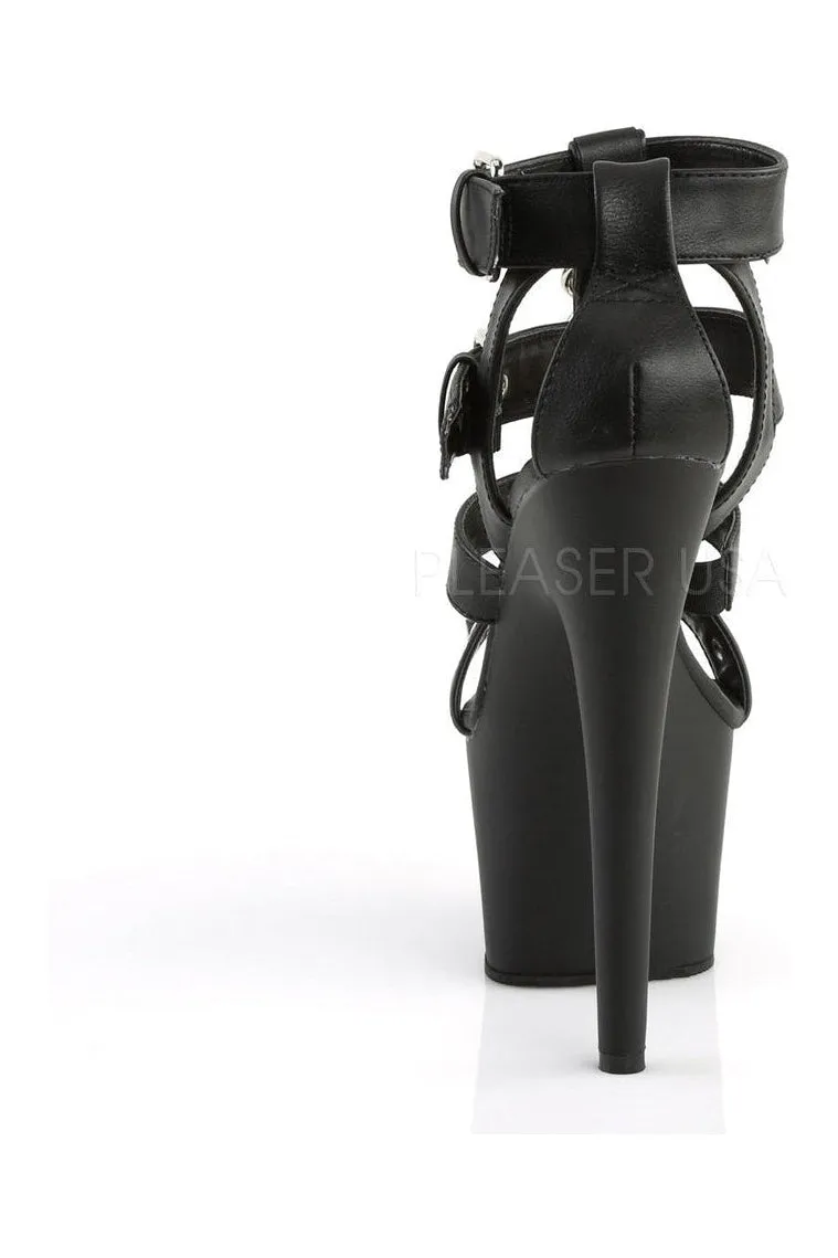 ADORE-758 Platform Sandal  | Black Faux Leather