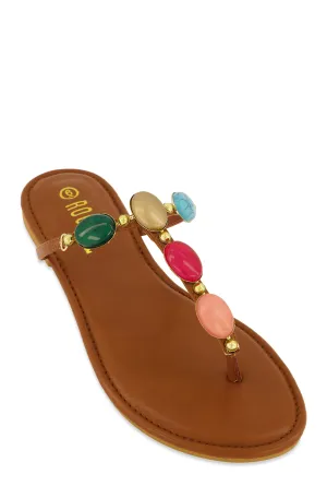 Boho Gemstone Thong Slide Sandals