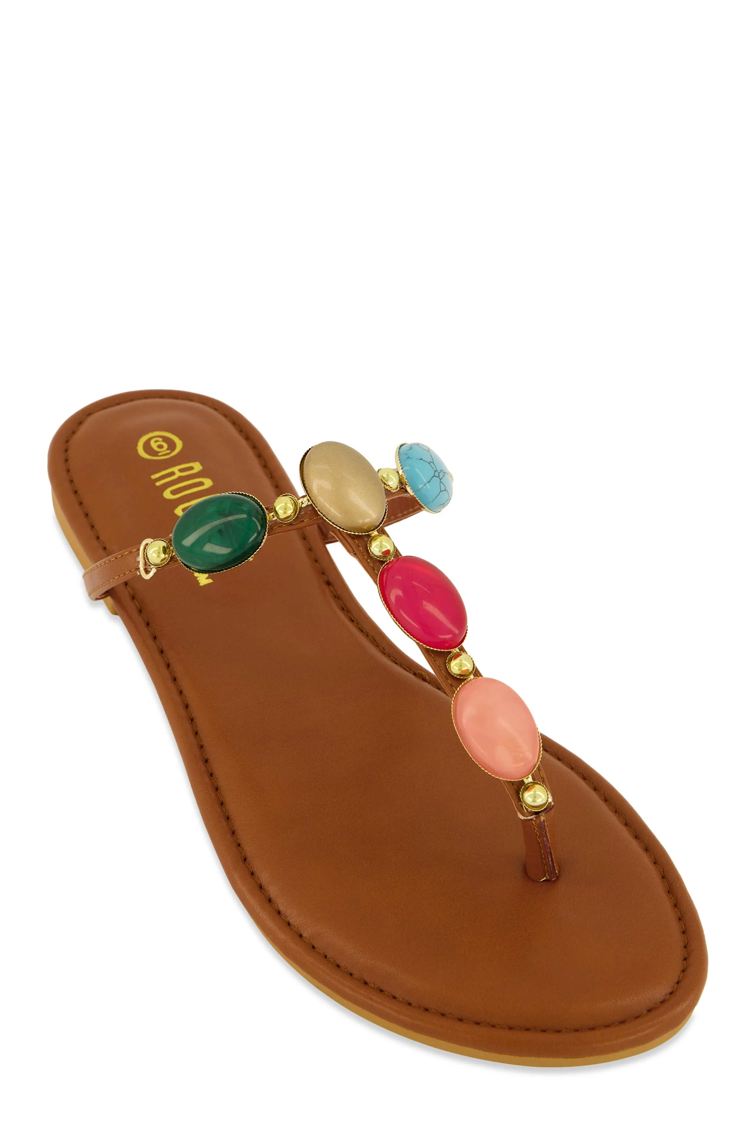 Boho Gemstone Thong Slide Sandals