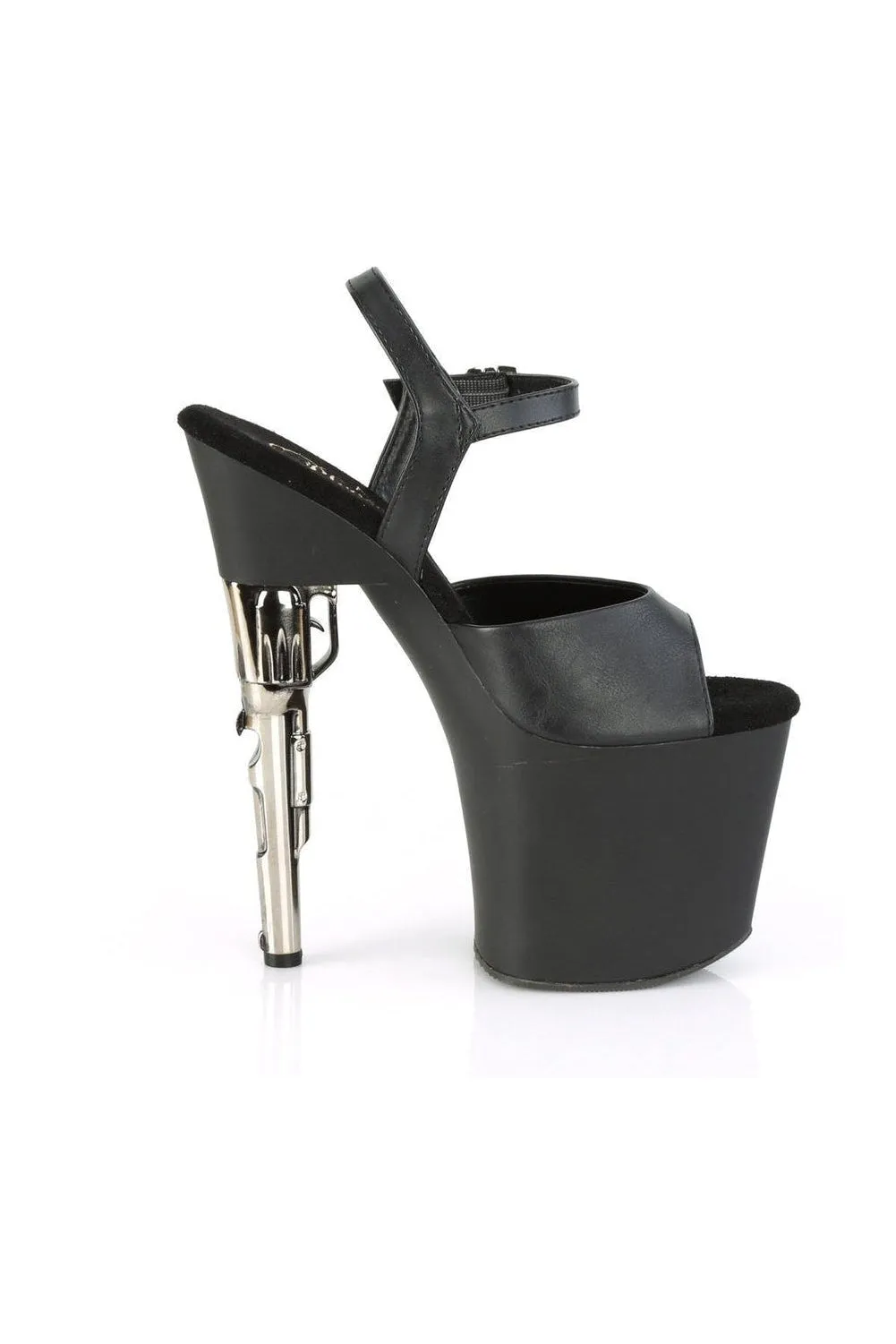 BONDGIRL-709 Exotic Sandal | Black Faux Leather