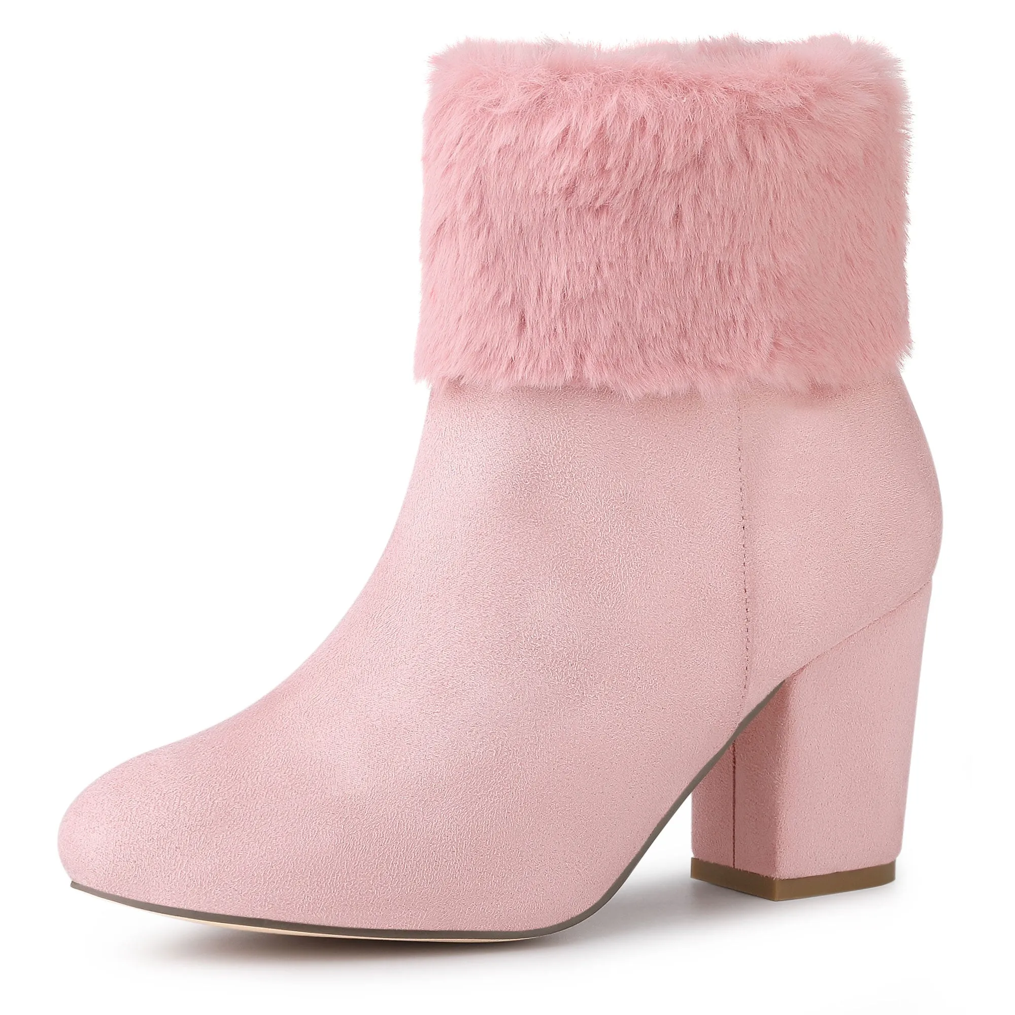 Christmas Faux Fur Chunky Heel Ankle Boots