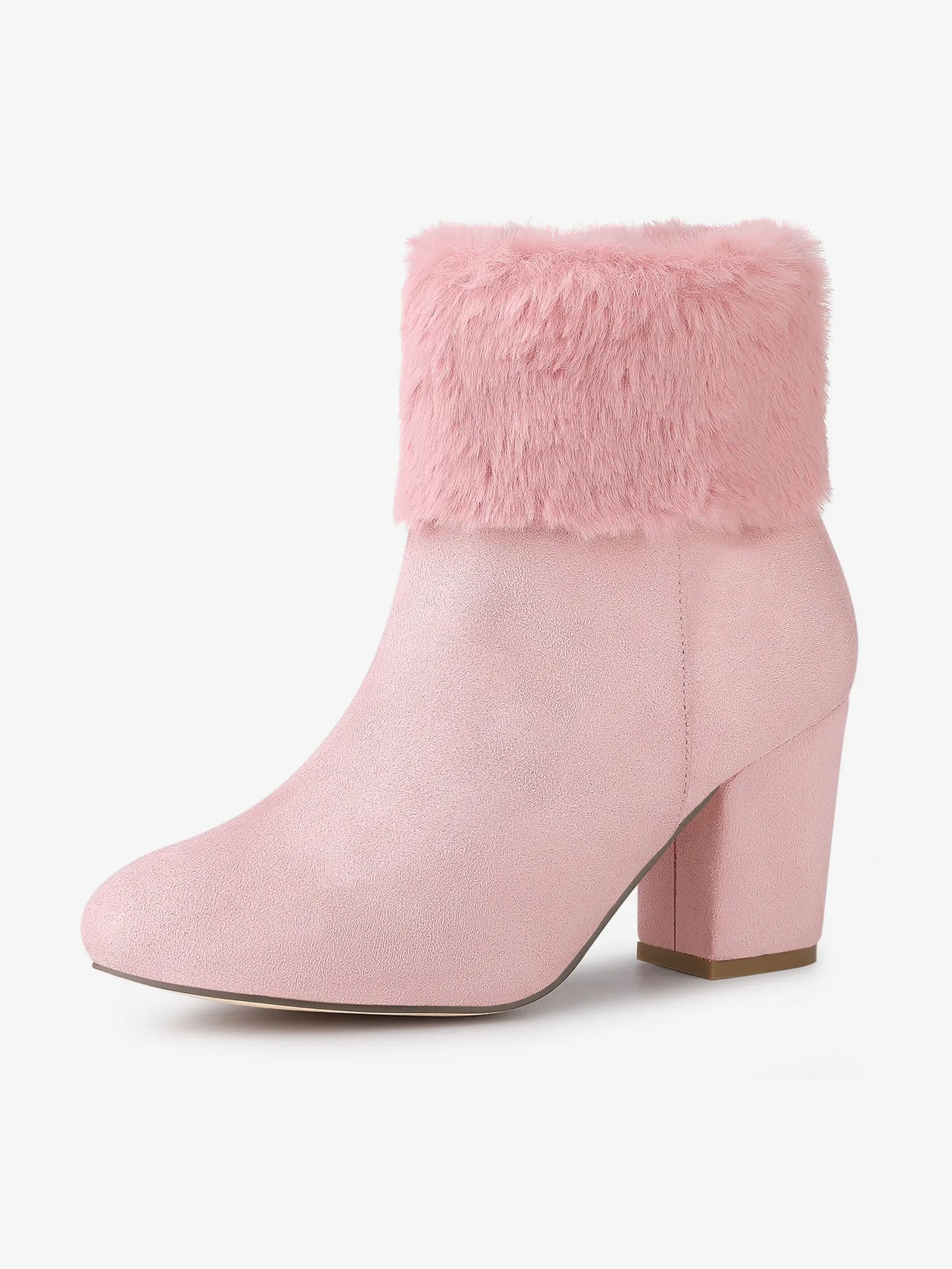 Christmas Faux Fur Chunky Heel Ankle Boots