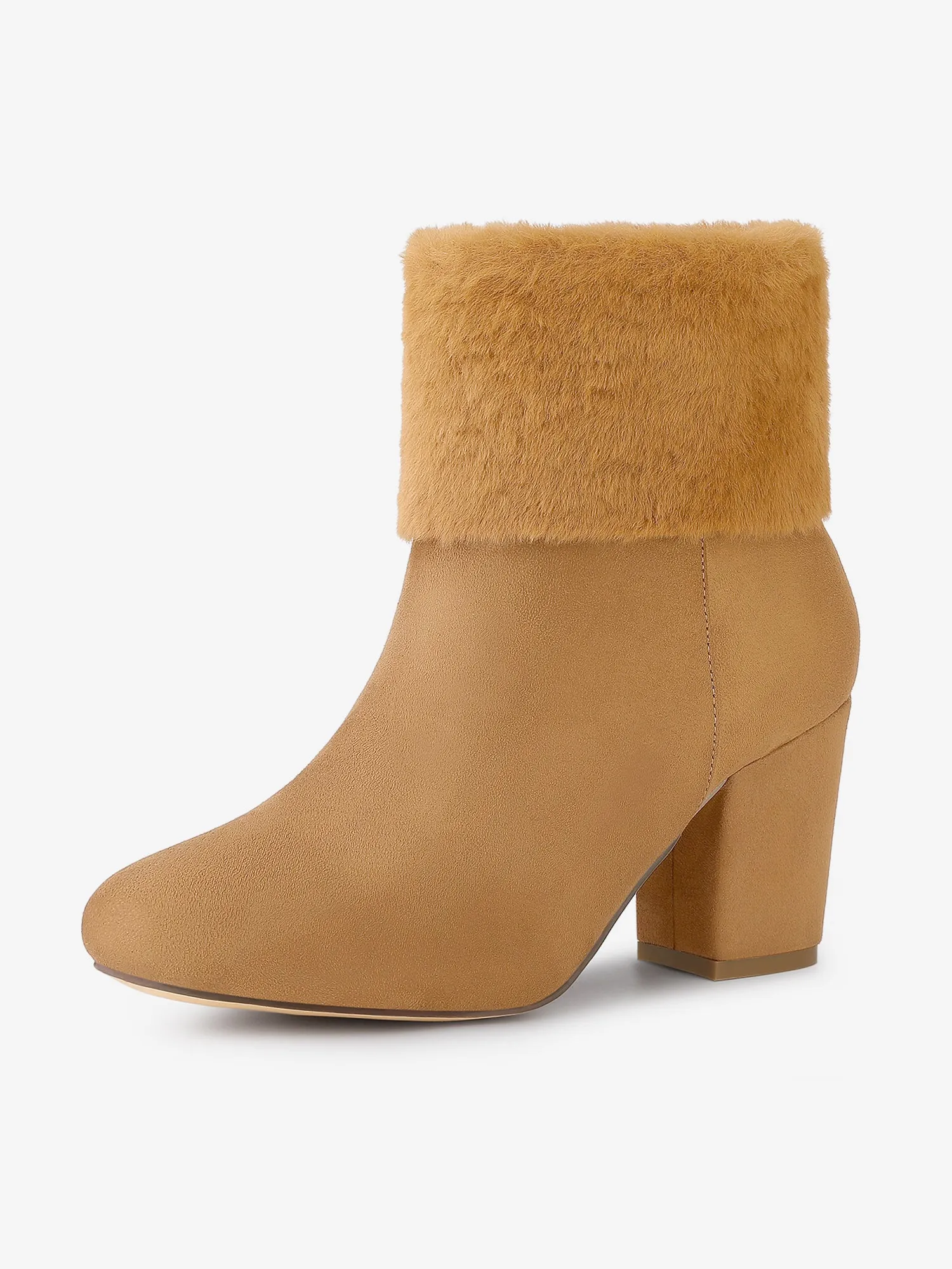 Christmas Faux Fur Chunky Heel Ankle Boots