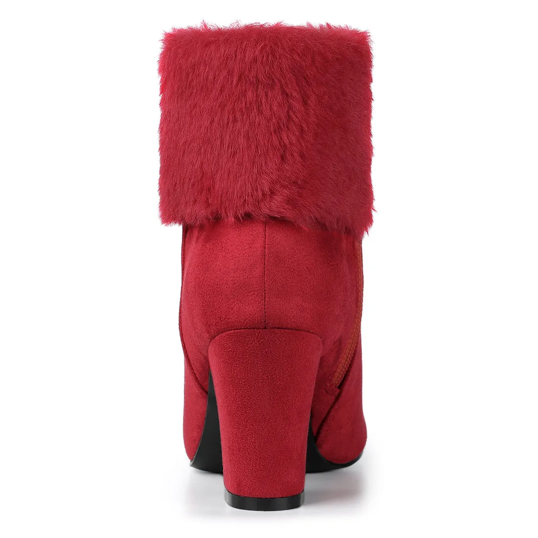 Christmas Faux Fur Chunky Heel Ankle Boots
