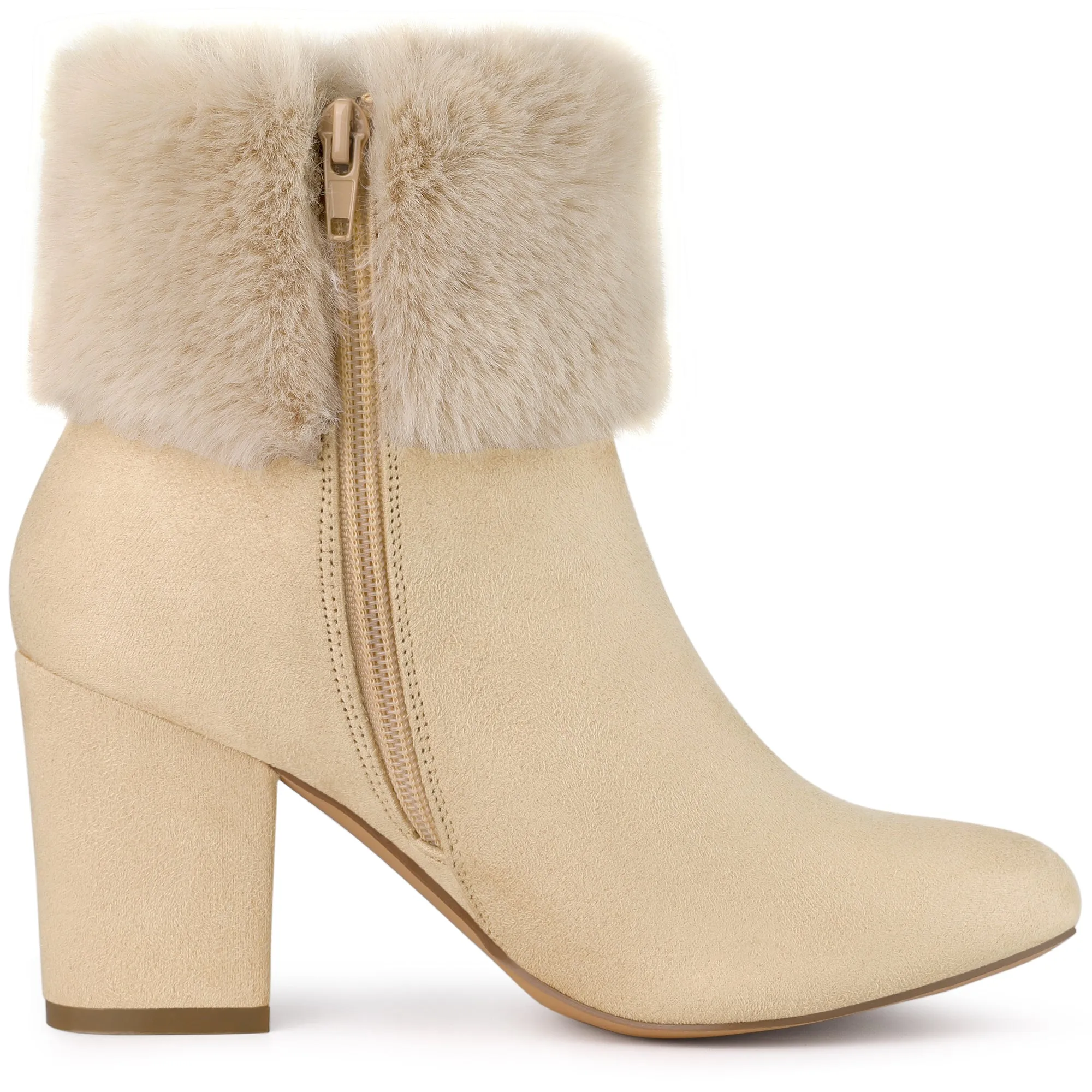 Christmas Faux Fur Chunky Heel Ankle Boots