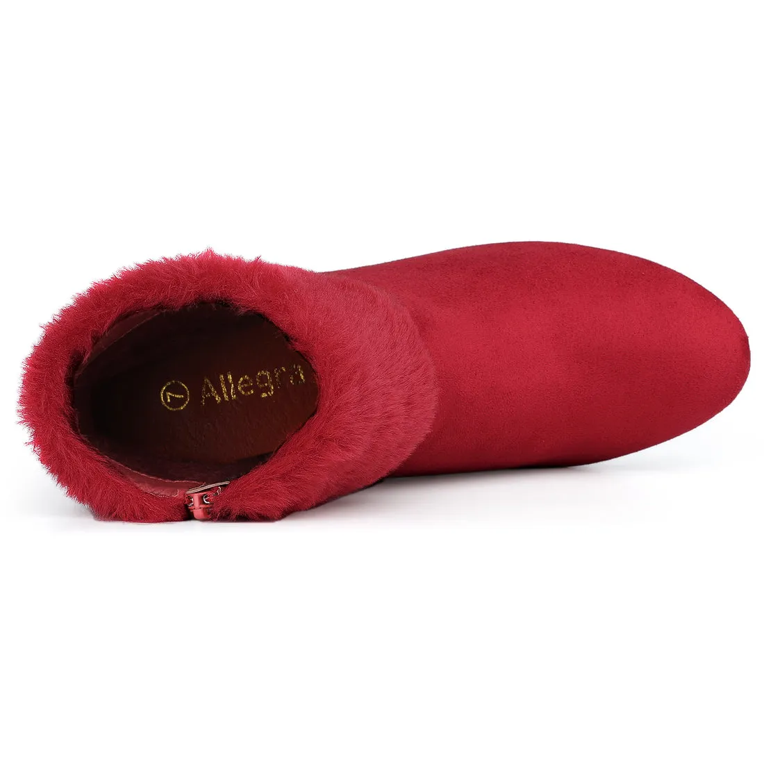Christmas Faux Fur Chunky Heel Ankle Boots