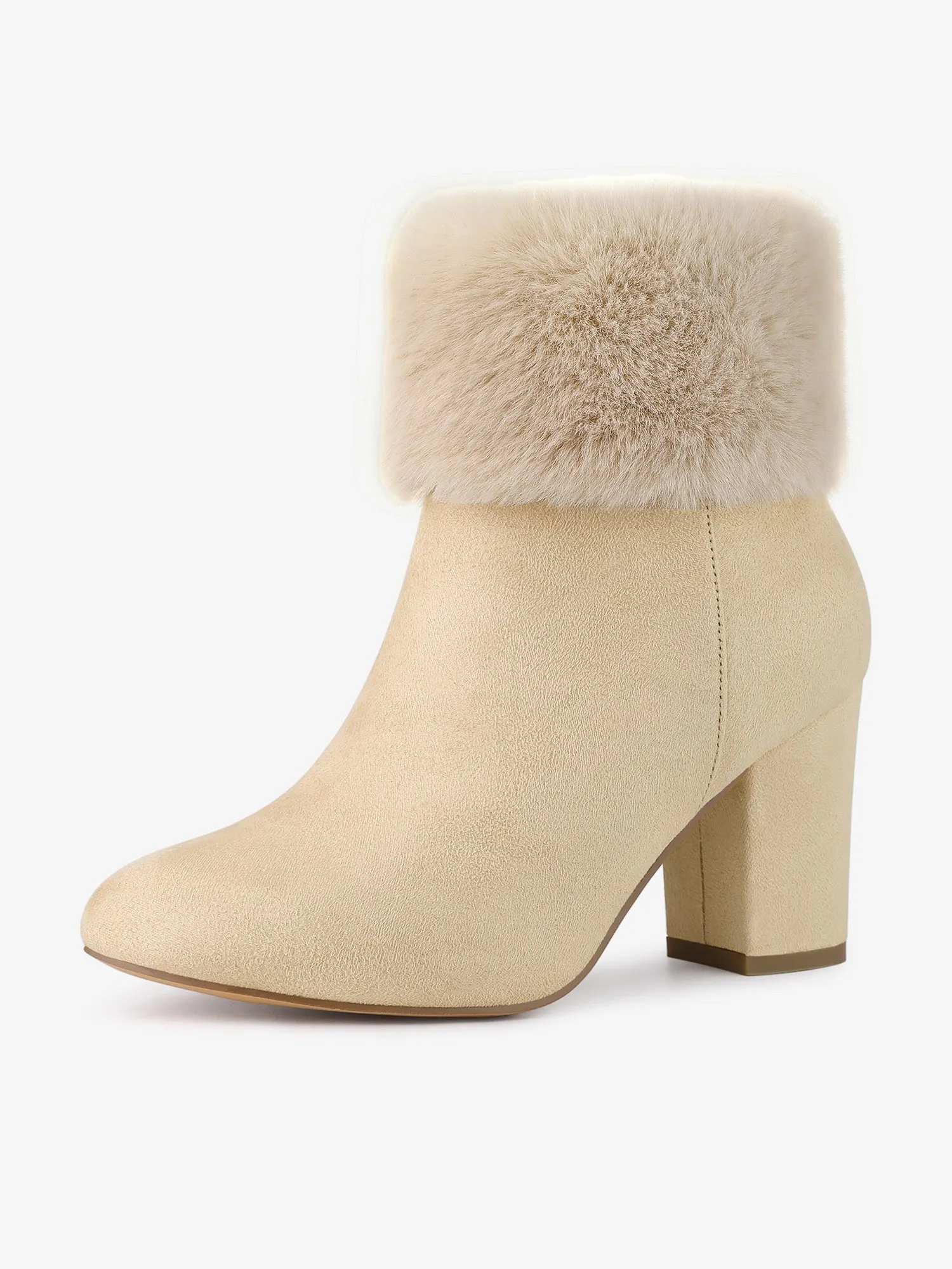Christmas Faux Fur Chunky Heel Ankle Boots