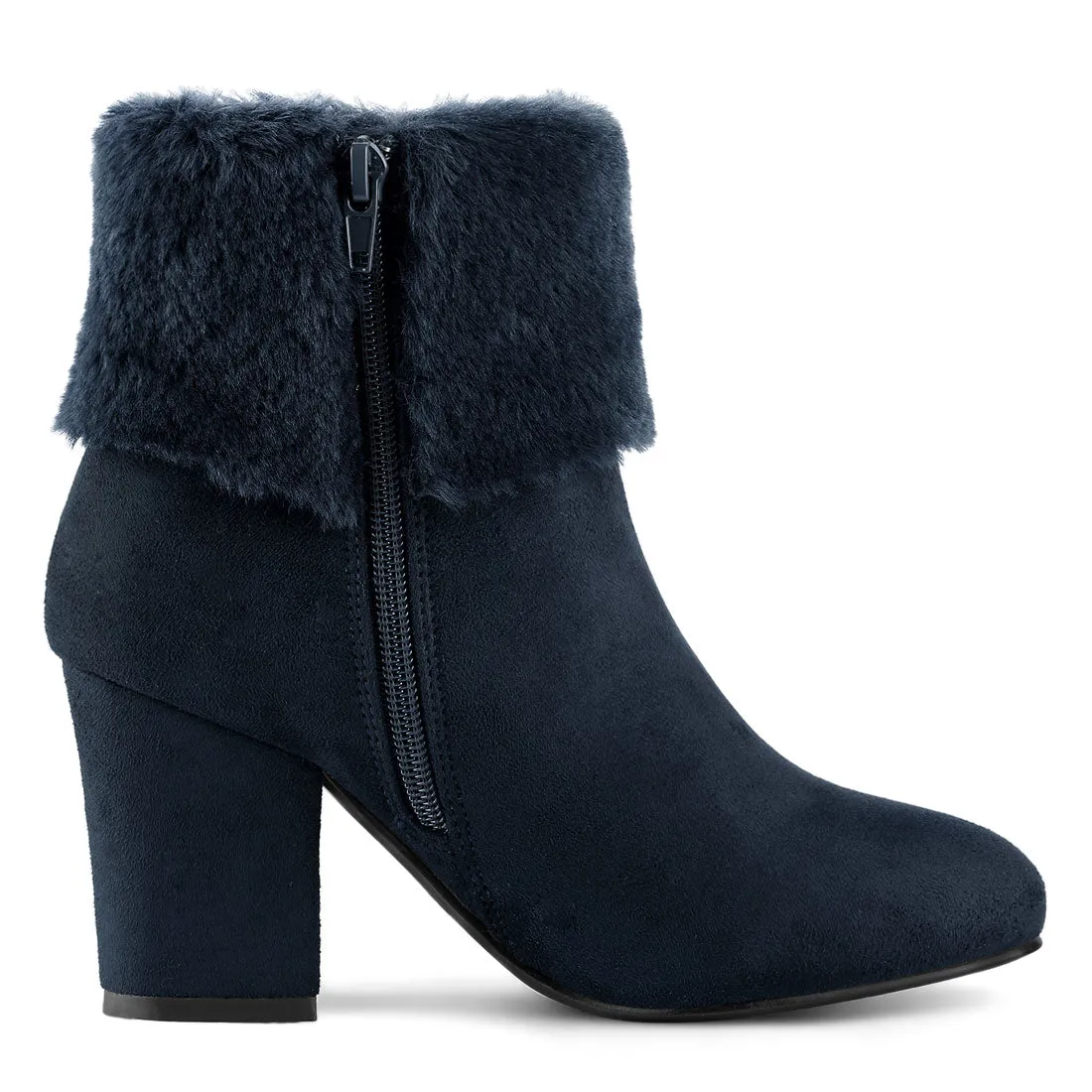 Christmas Faux Fur Chunky Heel Ankle Boots