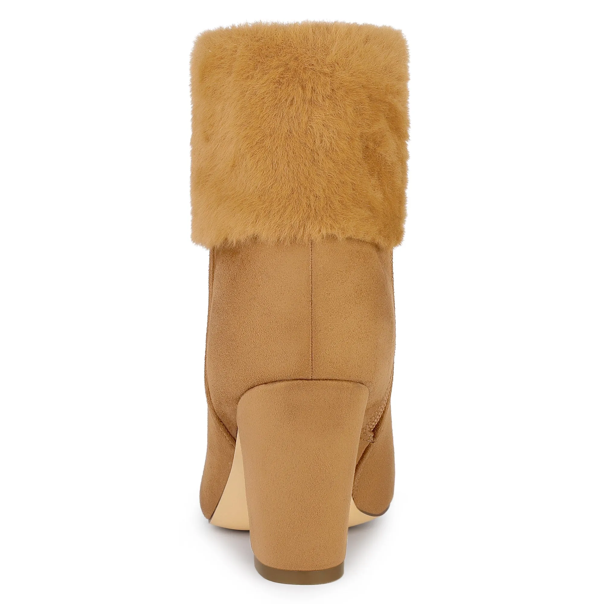 Christmas Faux Fur Chunky Heel Ankle Boots