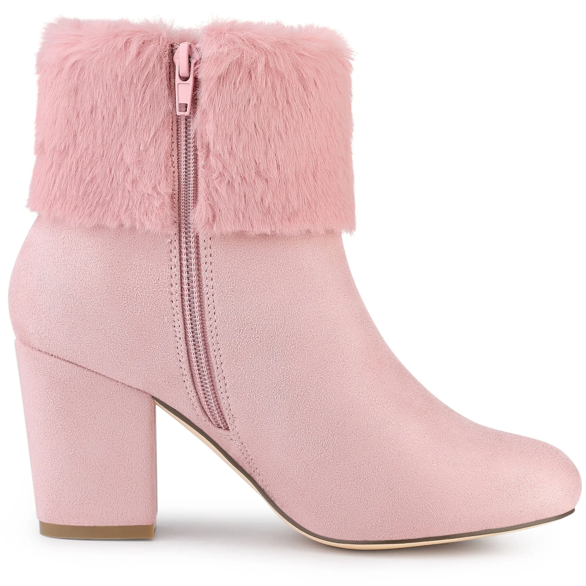 Christmas Faux Fur Chunky Heel Ankle Boots