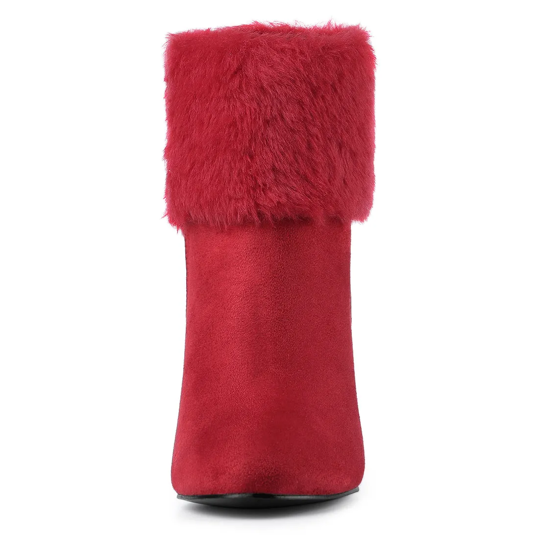 Christmas Faux Fur Chunky Heel Ankle Boots