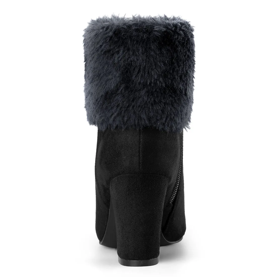Christmas Faux Fur Chunky Heel Ankle Boots