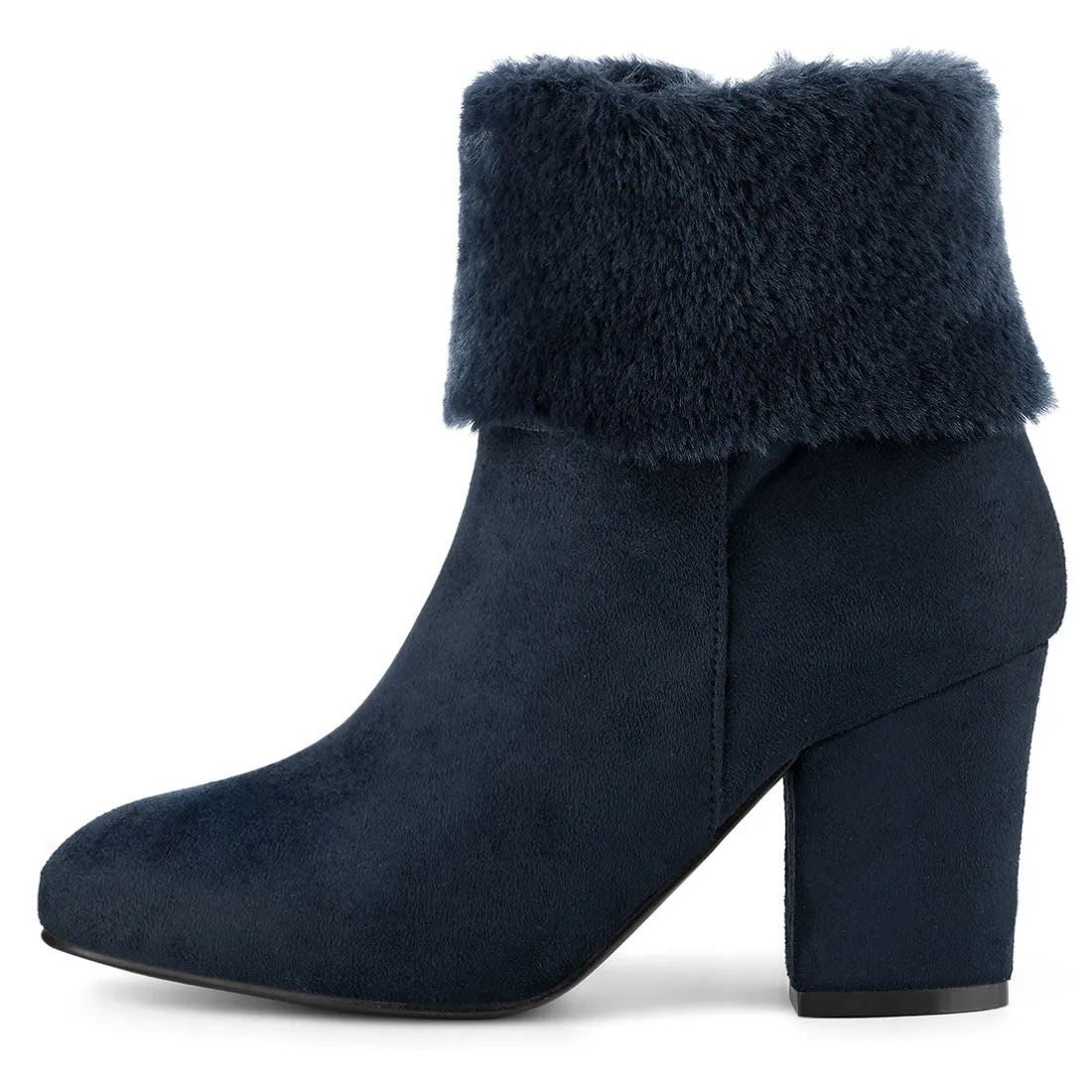 Christmas Faux Fur Chunky Heel Ankle Boots