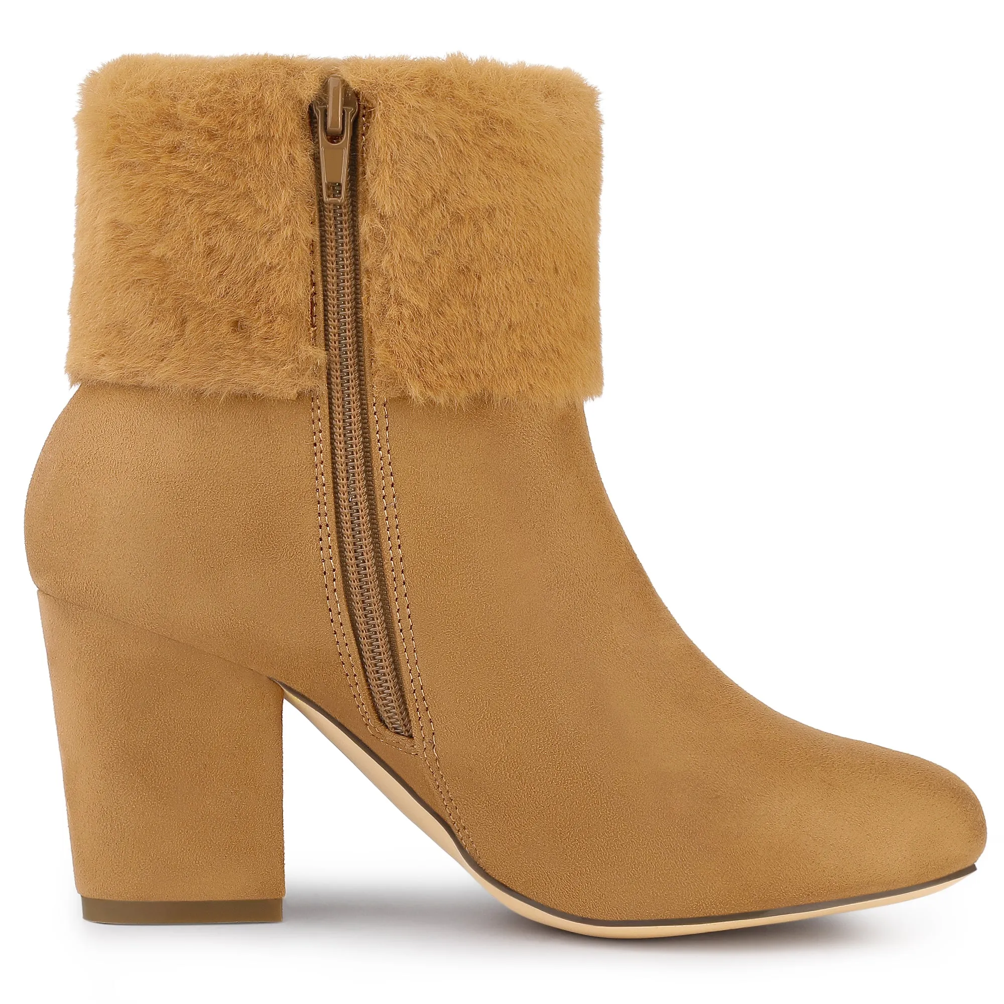Christmas Faux Fur Chunky Heel Ankle Boots