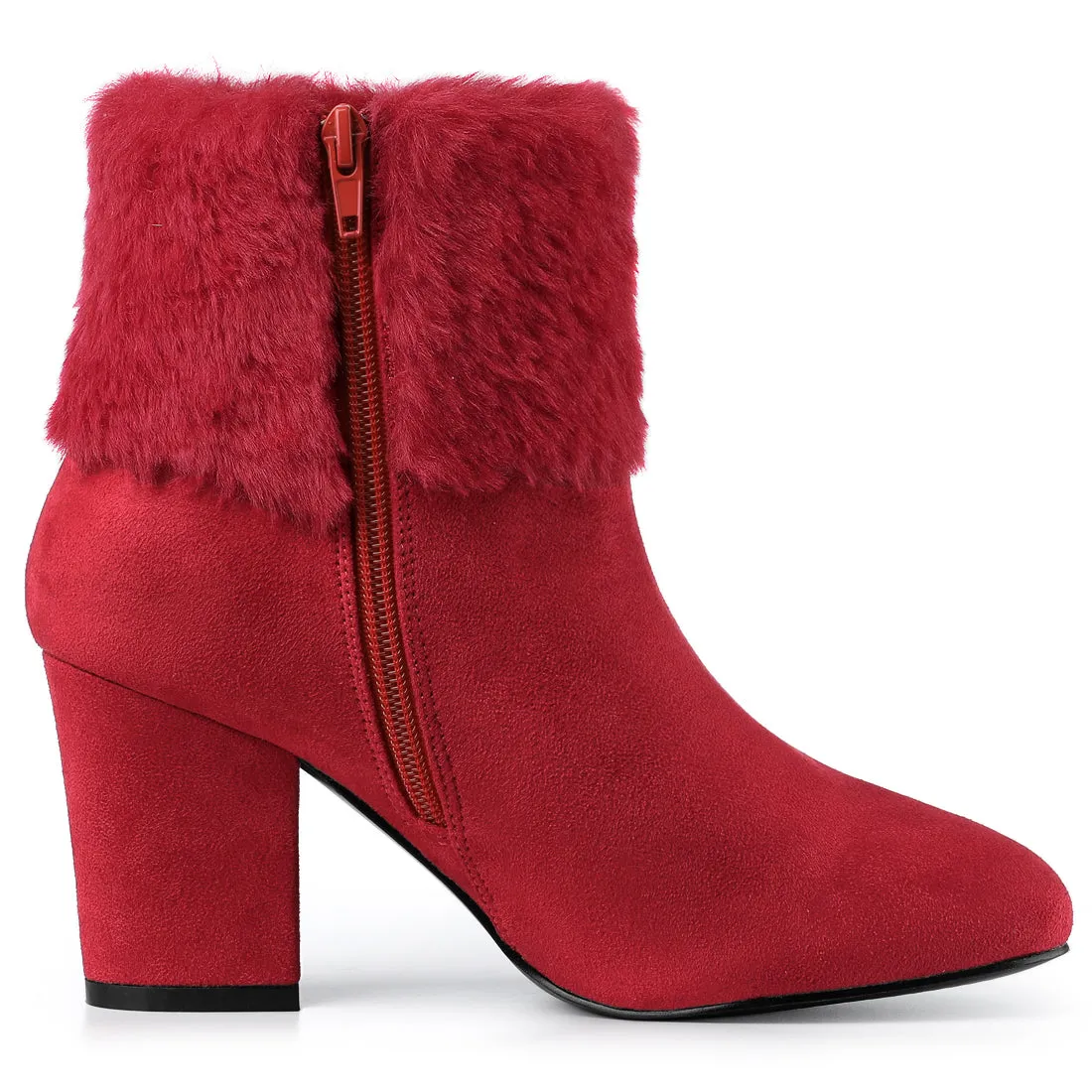 Christmas Faux Fur Chunky Heel Ankle Boots