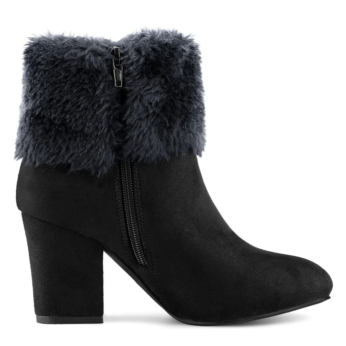 Christmas Faux Fur Chunky Heel Ankle Boots