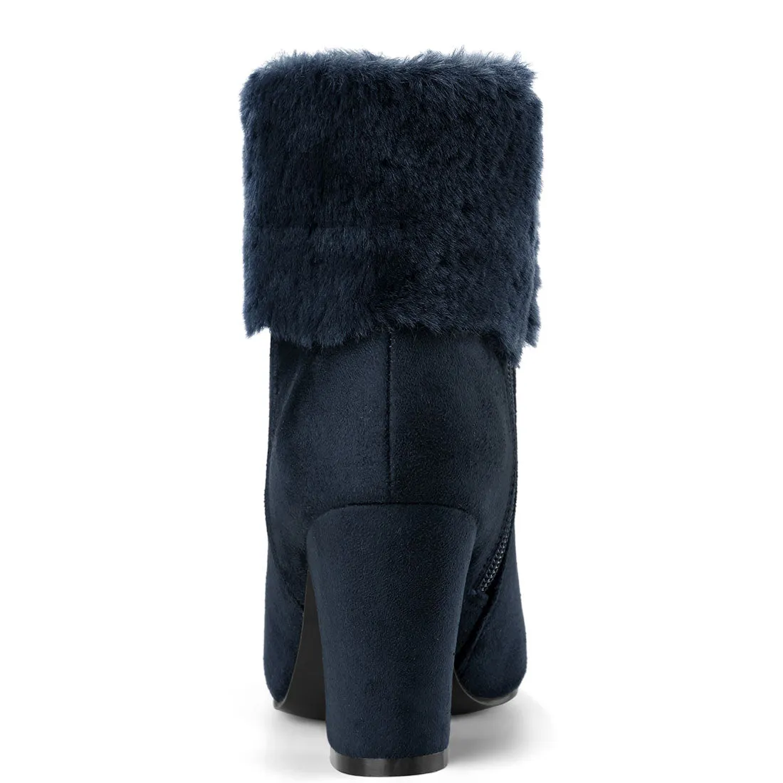 Christmas Faux Fur Chunky Heel Ankle Boots