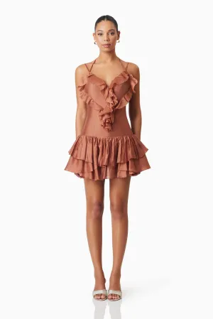 Fauna Party Mini Dress In Brown