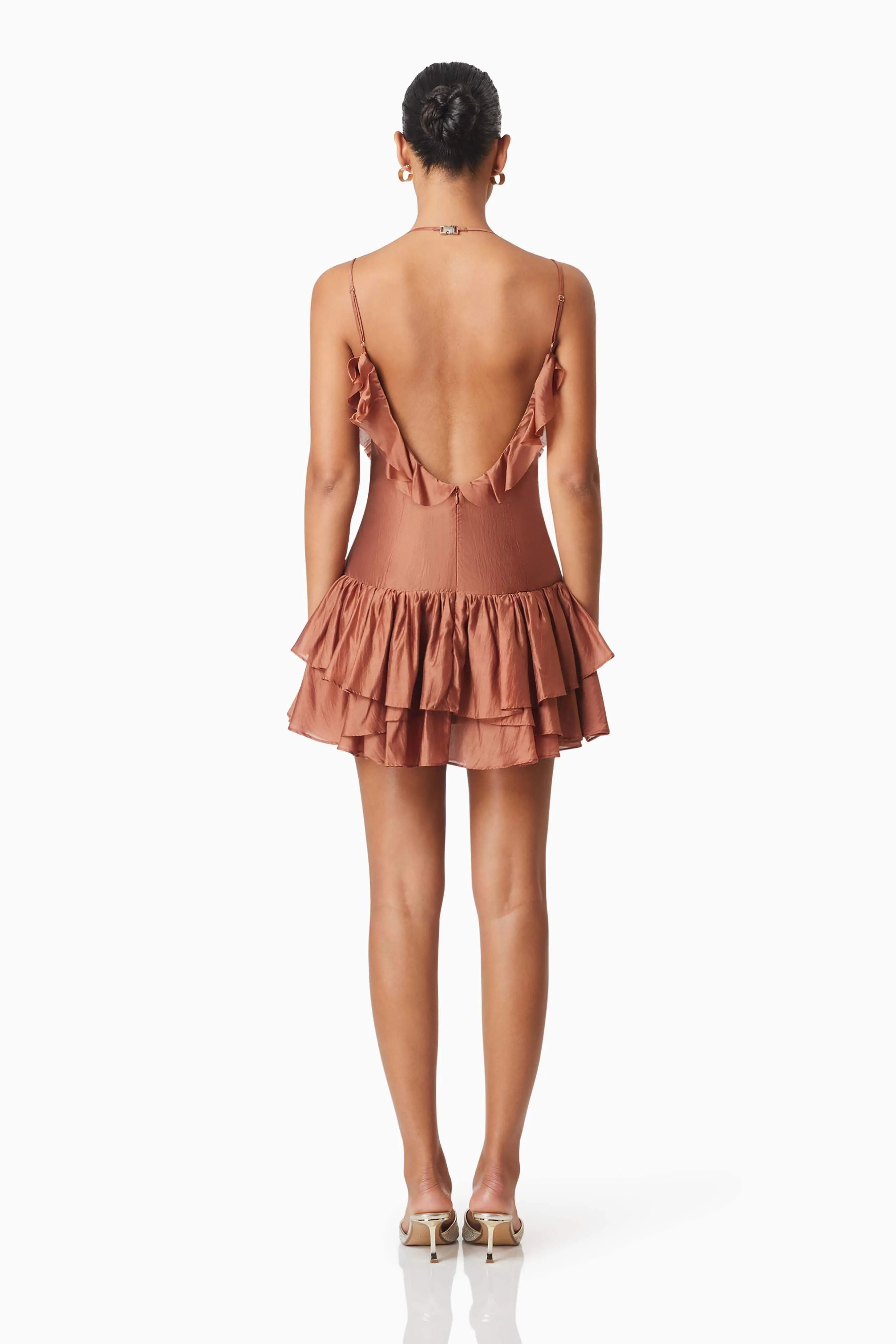 Fauna Party Mini Dress In Brown
