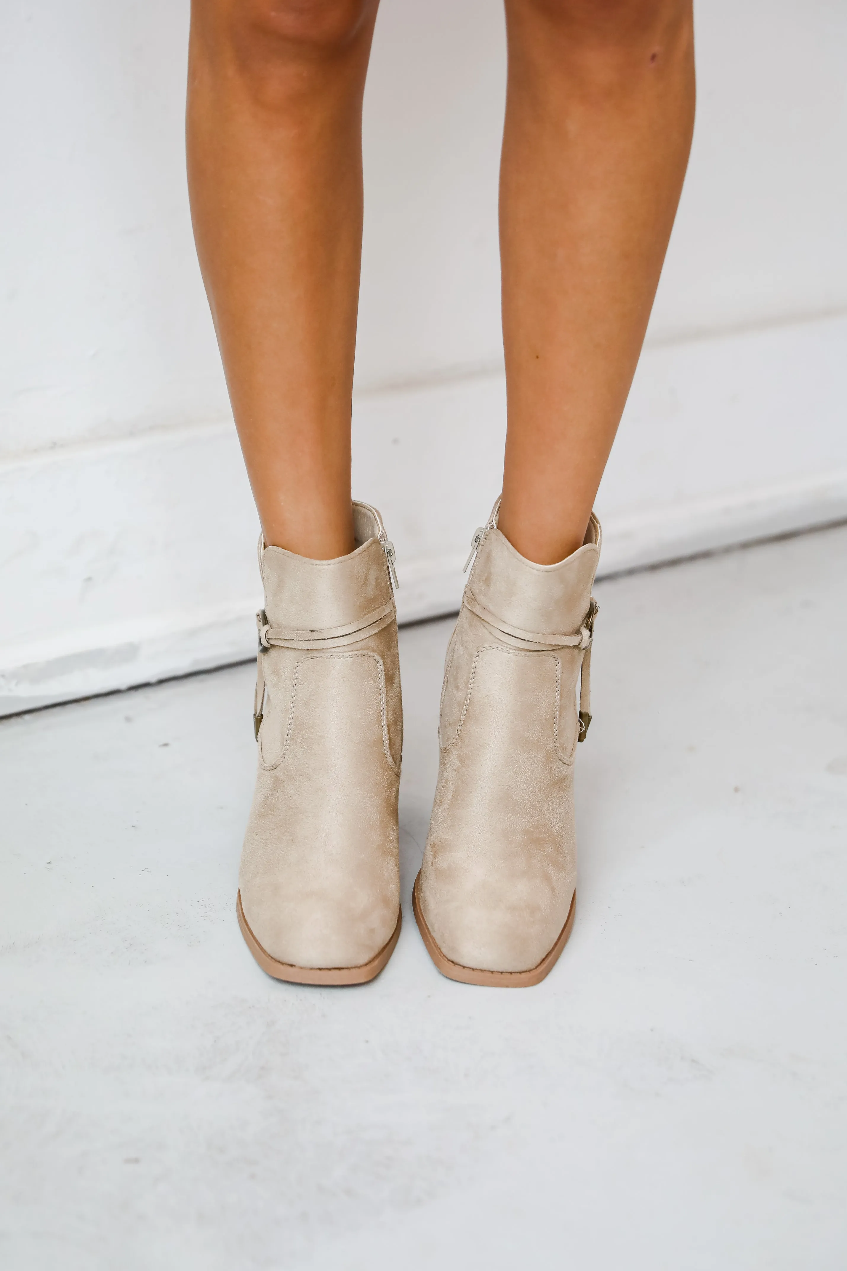 FINAL SALE - In Your Sights Tan Suede Booties