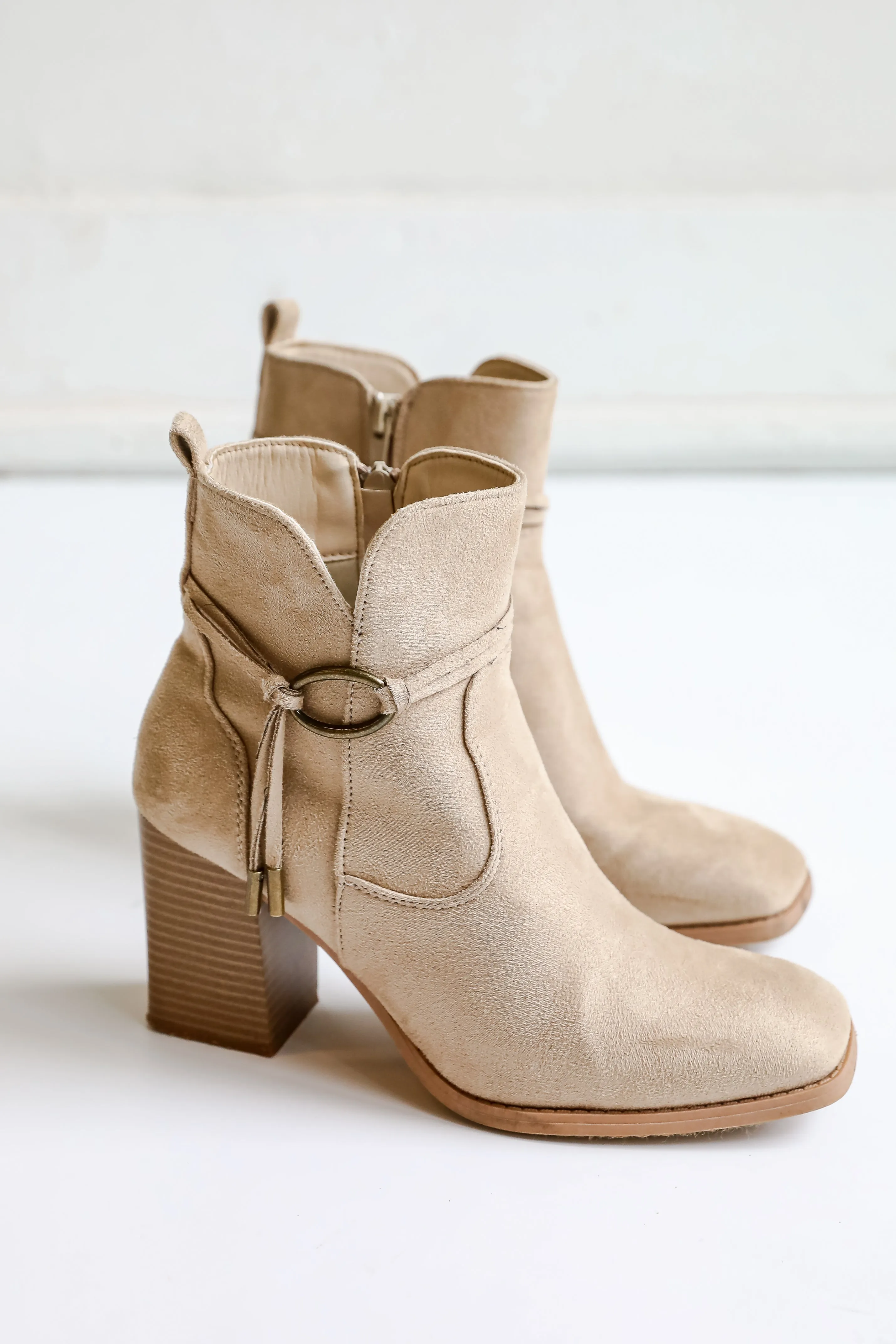 FINAL SALE - In Your Sights Tan Suede Booties