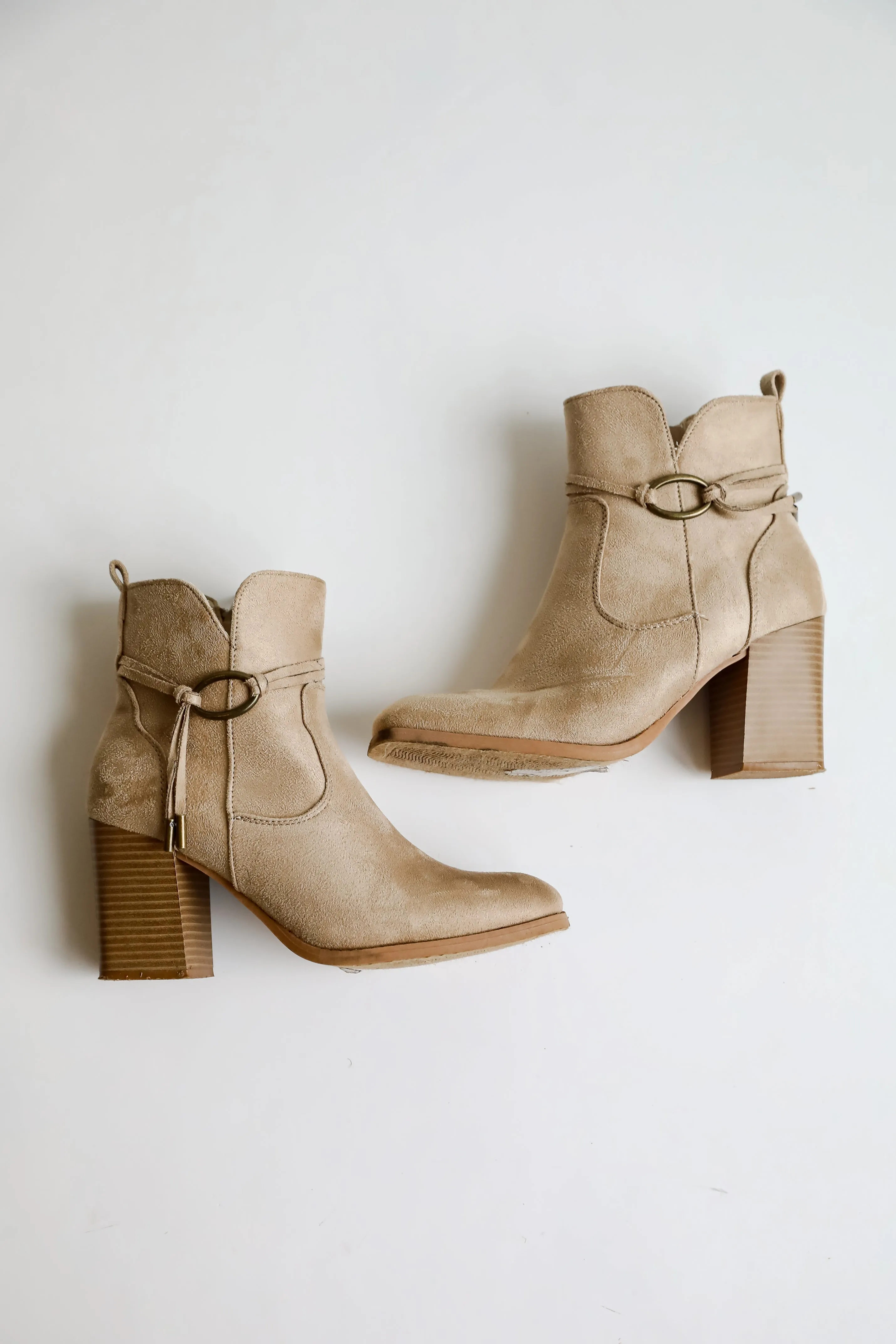 FINAL SALE - In Your Sights Tan Suede Booties