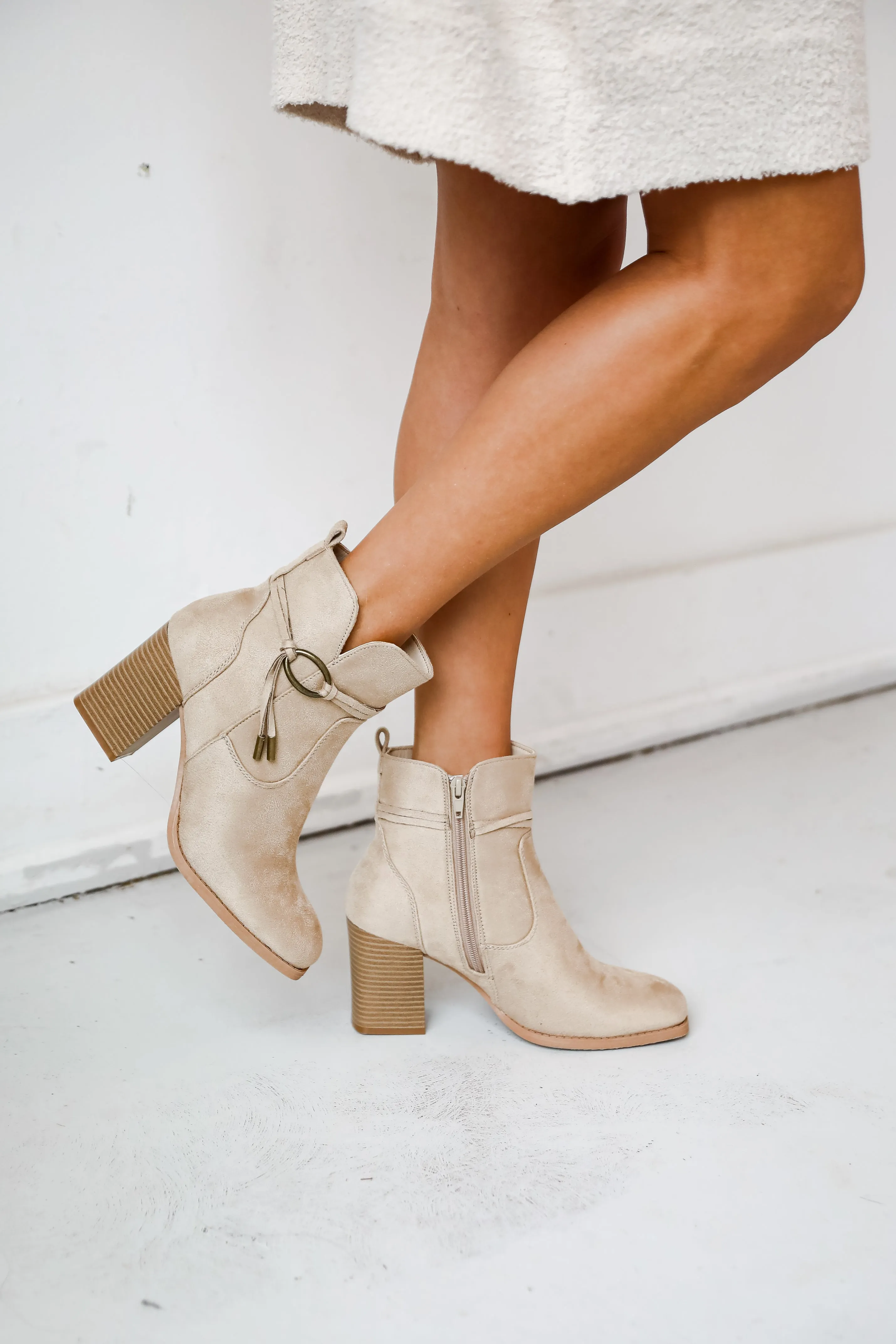 FINAL SALE - In Your Sights Tan Suede Booties