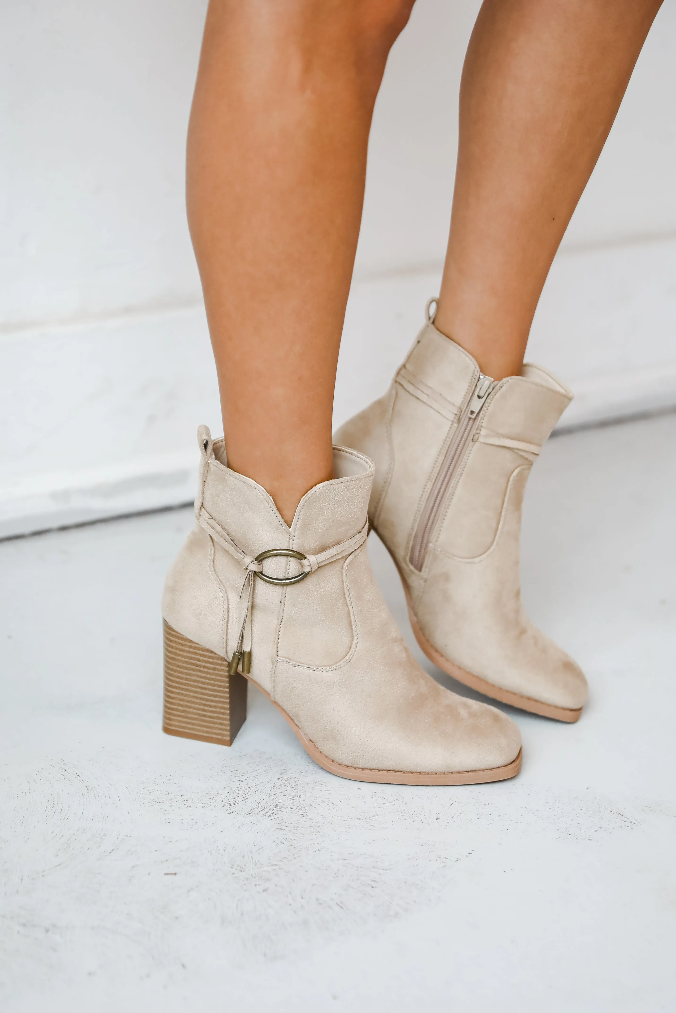 FINAL SALE - In Your Sights Tan Suede Booties
