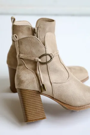 FINAL SALE - In Your Sights Tan Suede Booties