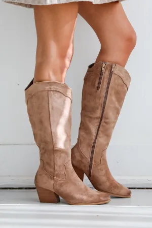 FINAL SALE - Rodeo Cutie Taupe Suede Western Boots