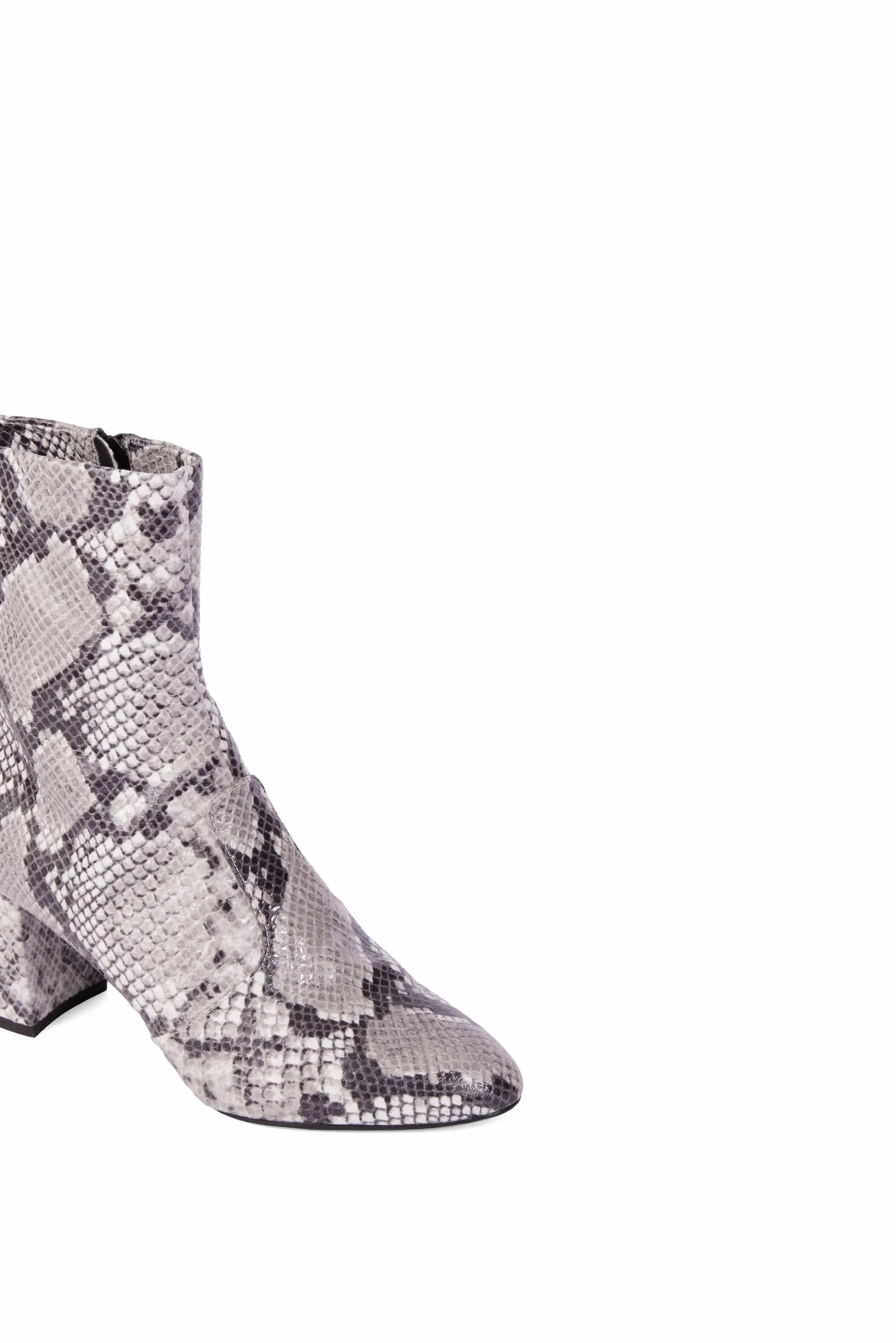 Gaby Vegan Leather Heeled Boots | Python Silver