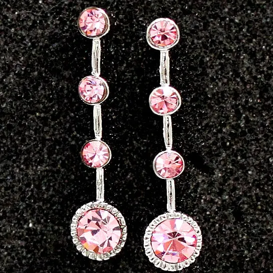 Light Rose Crystal with Shiny Chrome Plating Tassel Necklace Set