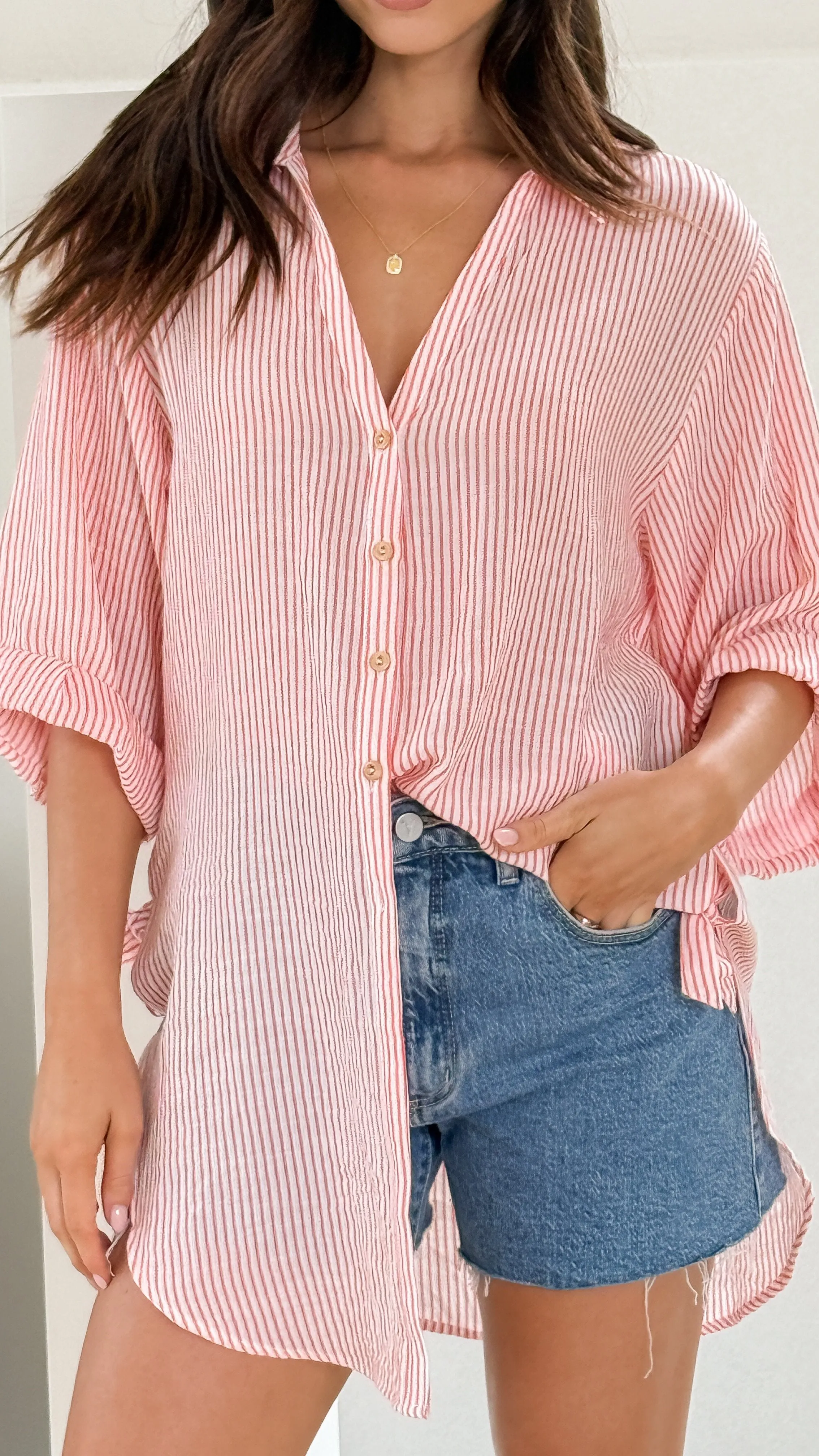 Lucia Shirt - Orange/White Stripe