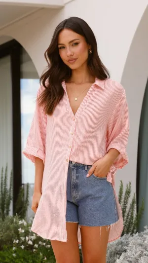 Lucia Shirt - Orange/White Stripe