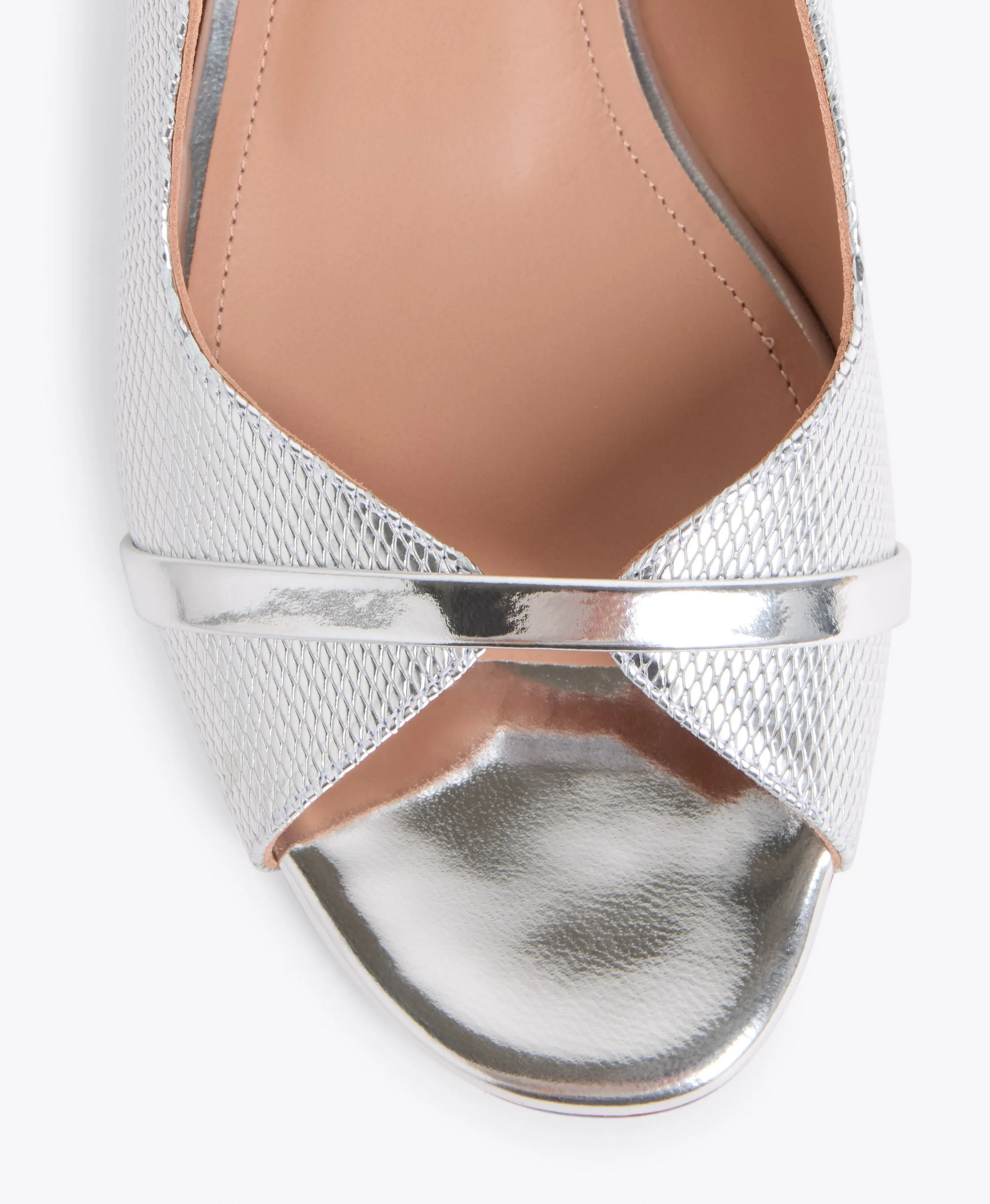 Norah Silver Embossed Leather Flat Sandals
