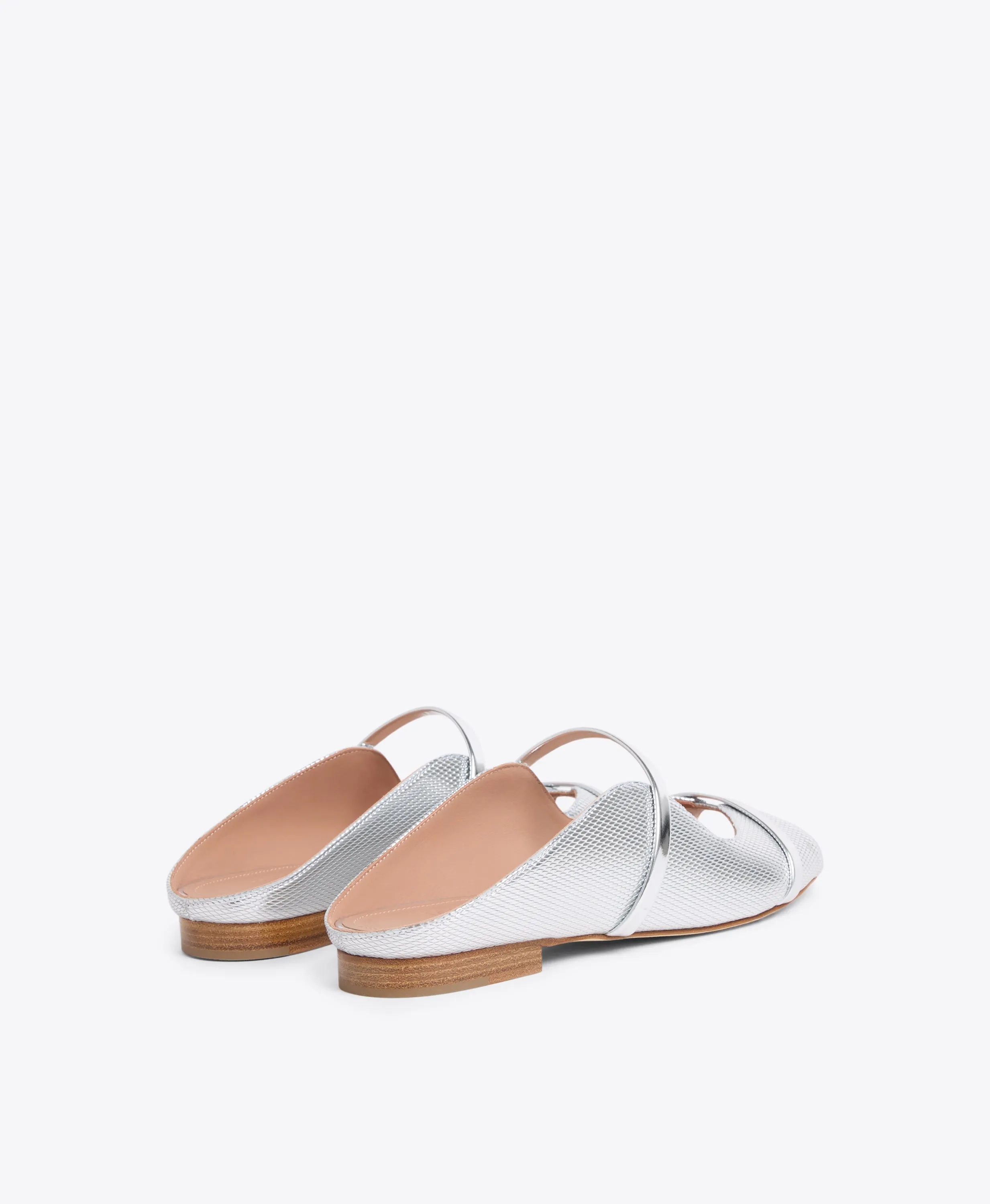 Norah Silver Embossed Leather Flat Sandals