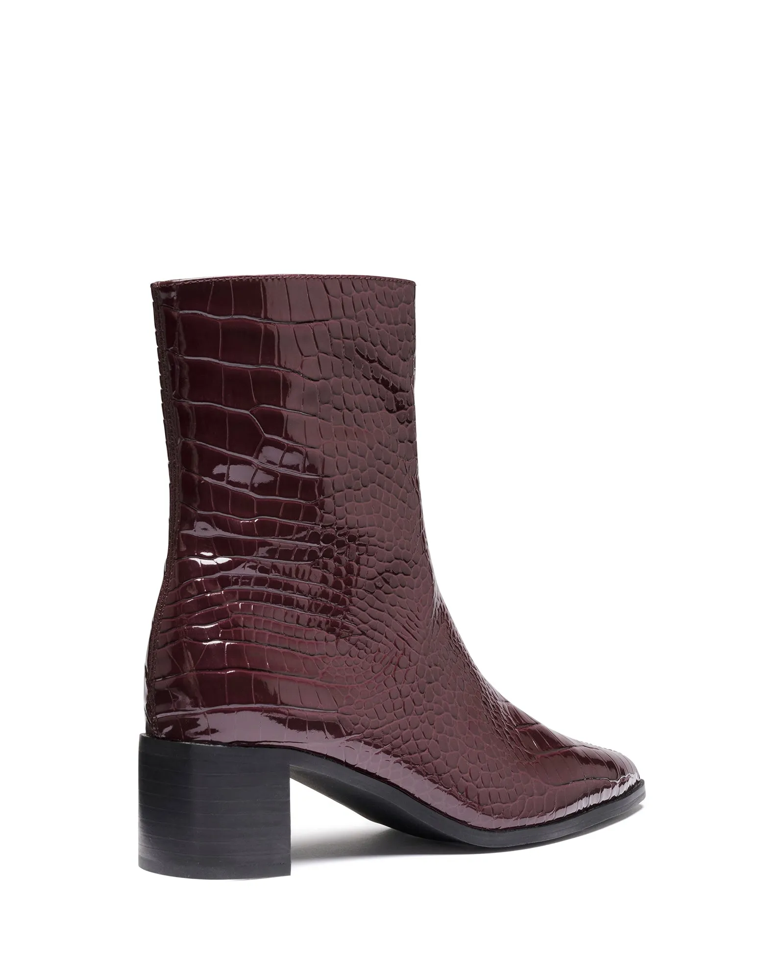 Paige Ankle Boot Bordeaux Patent Croc