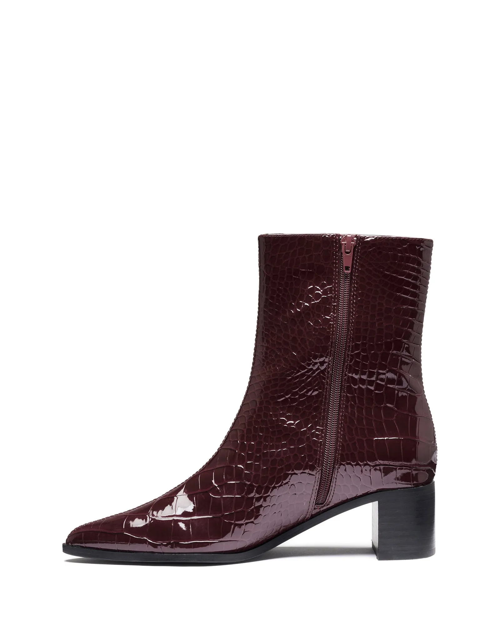 Paige Ankle Boot Bordeaux Patent Croc