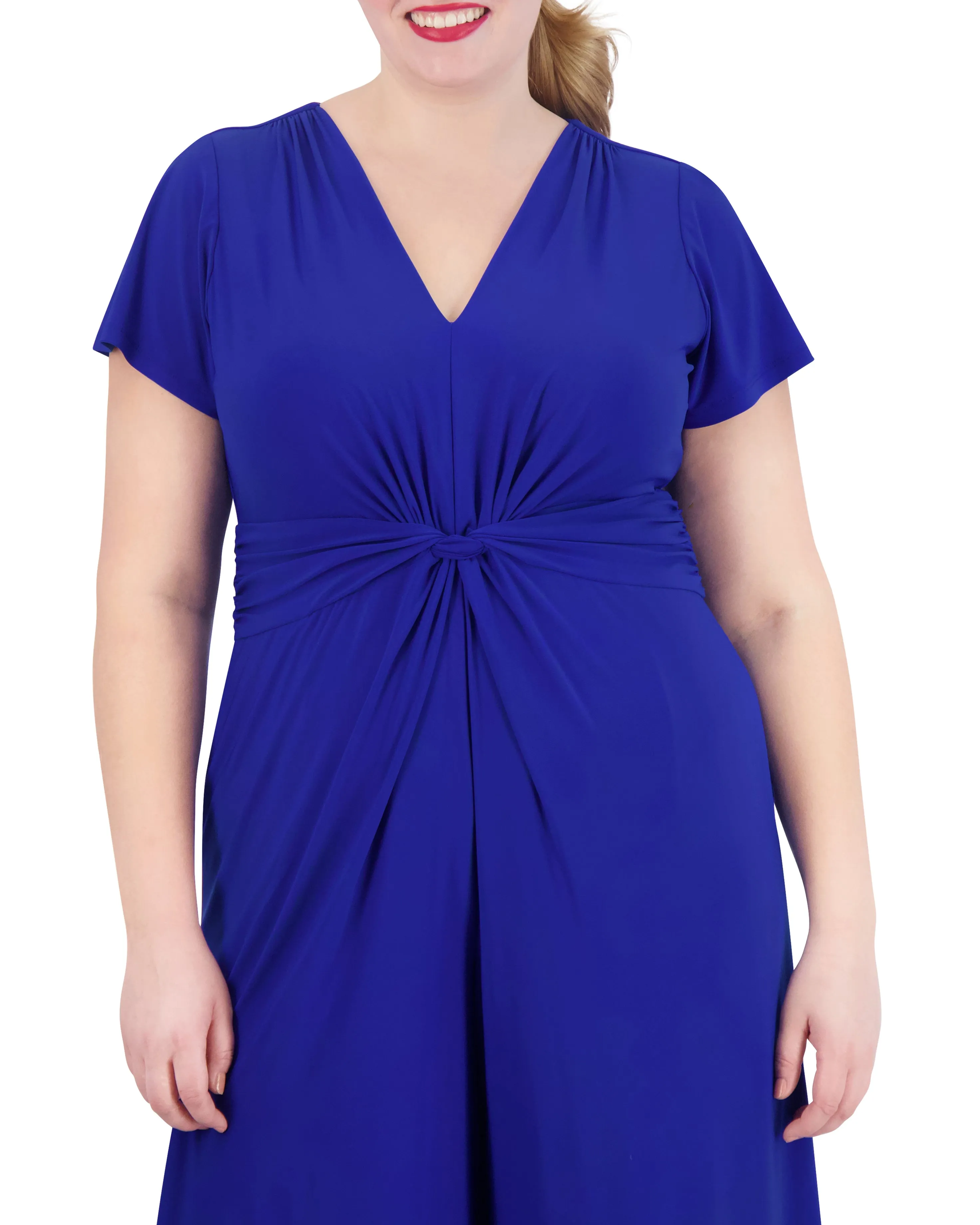 Plus-Size Twist-Front Flared-Leg Jumpsuit