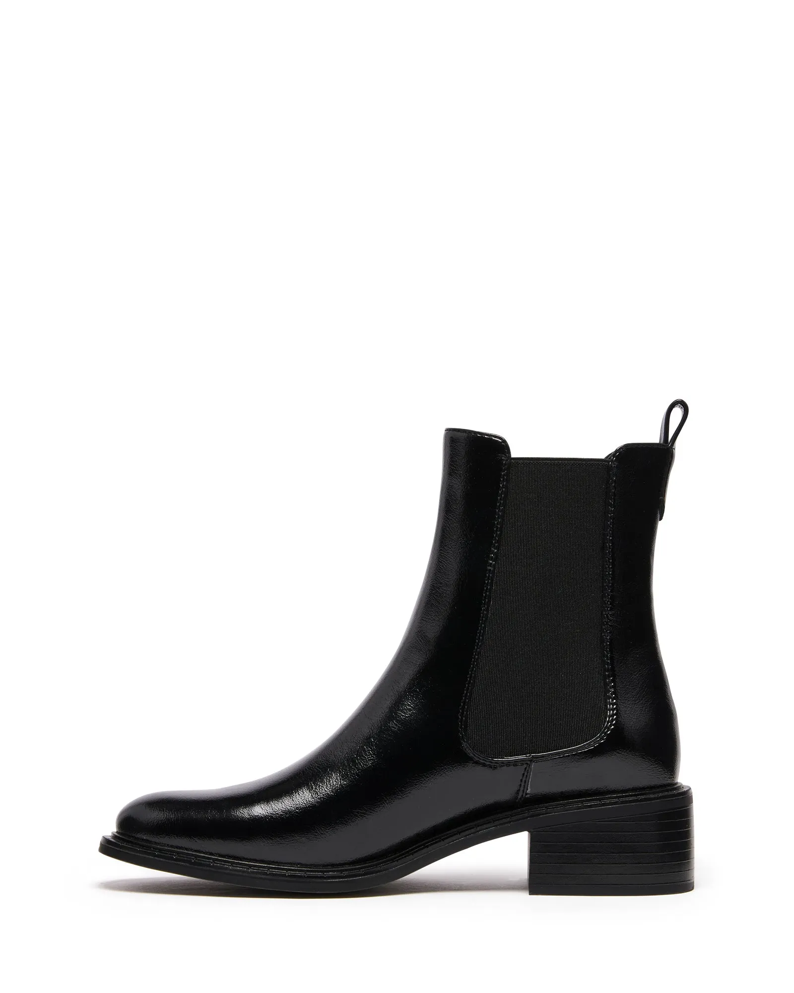 Stable Ankle Boot Black Crinkle Patent