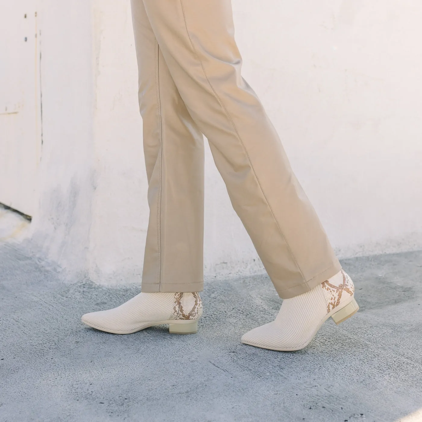 The Bootie - Ivory Snakeskin & Knit - FINAL SALE