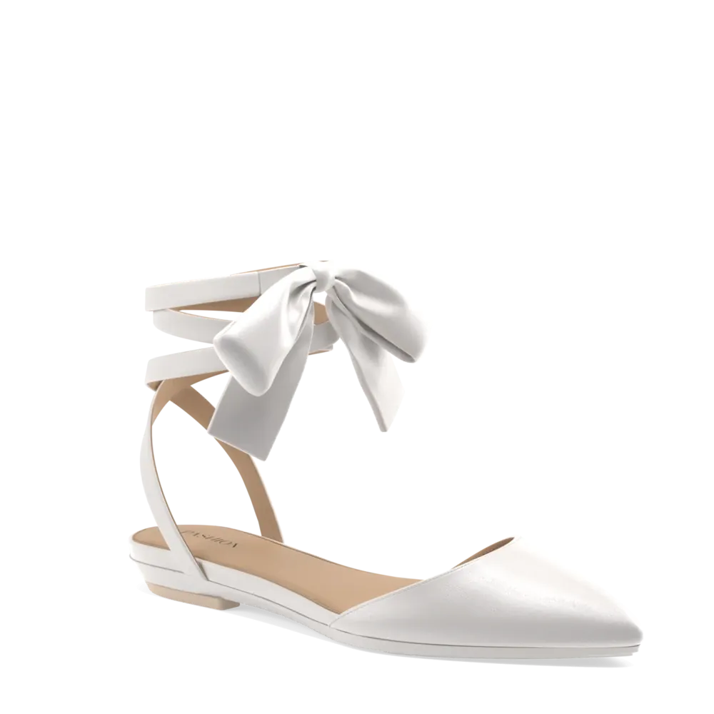 The D'Orsay - White Satin Bow   Block Heel Kit 4 White - FINAL SALE
