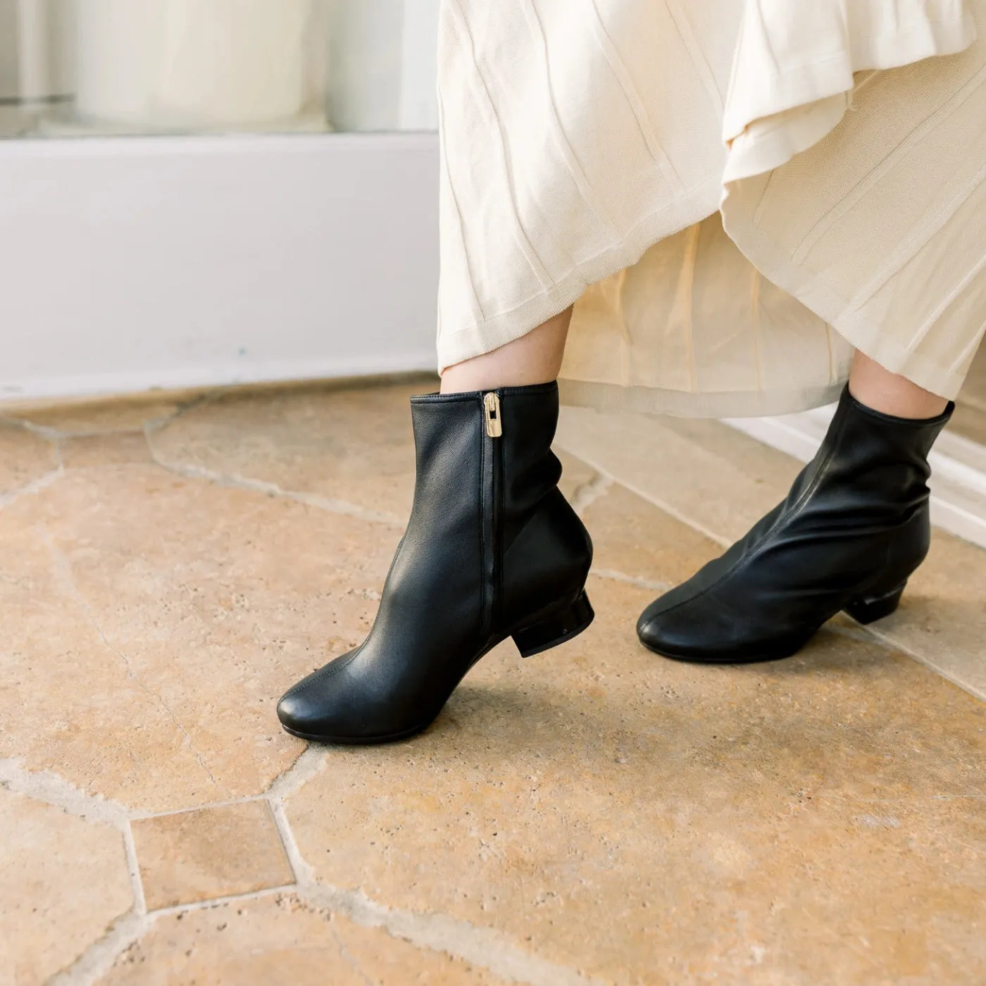 The Josie Bootie - Coal Stretch Leather