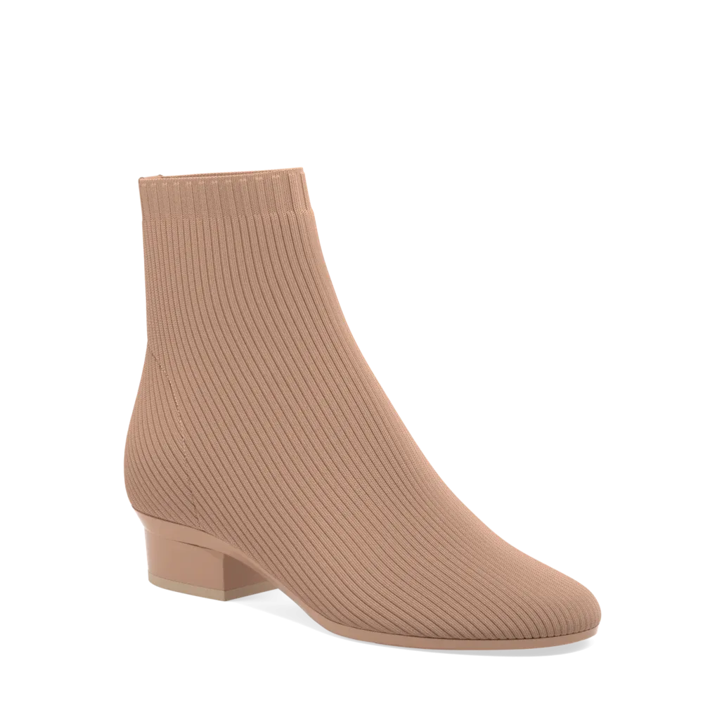 The Josie Bootie - Latte Knit 3 Block - FINAL SALE