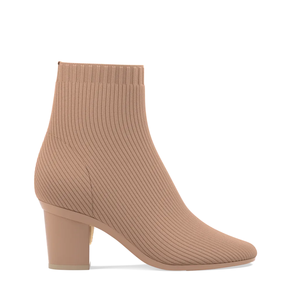 The Josie Bootie - Latte Knit 3 Block - FINAL SALE