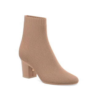 The Josie Bootie - Latte Knit 3 Block - FINAL SALE