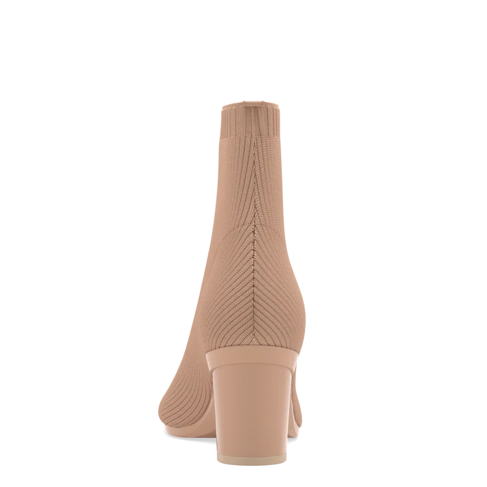 The Josie Bootie - Latte Knit 3 Block - FINAL SALE